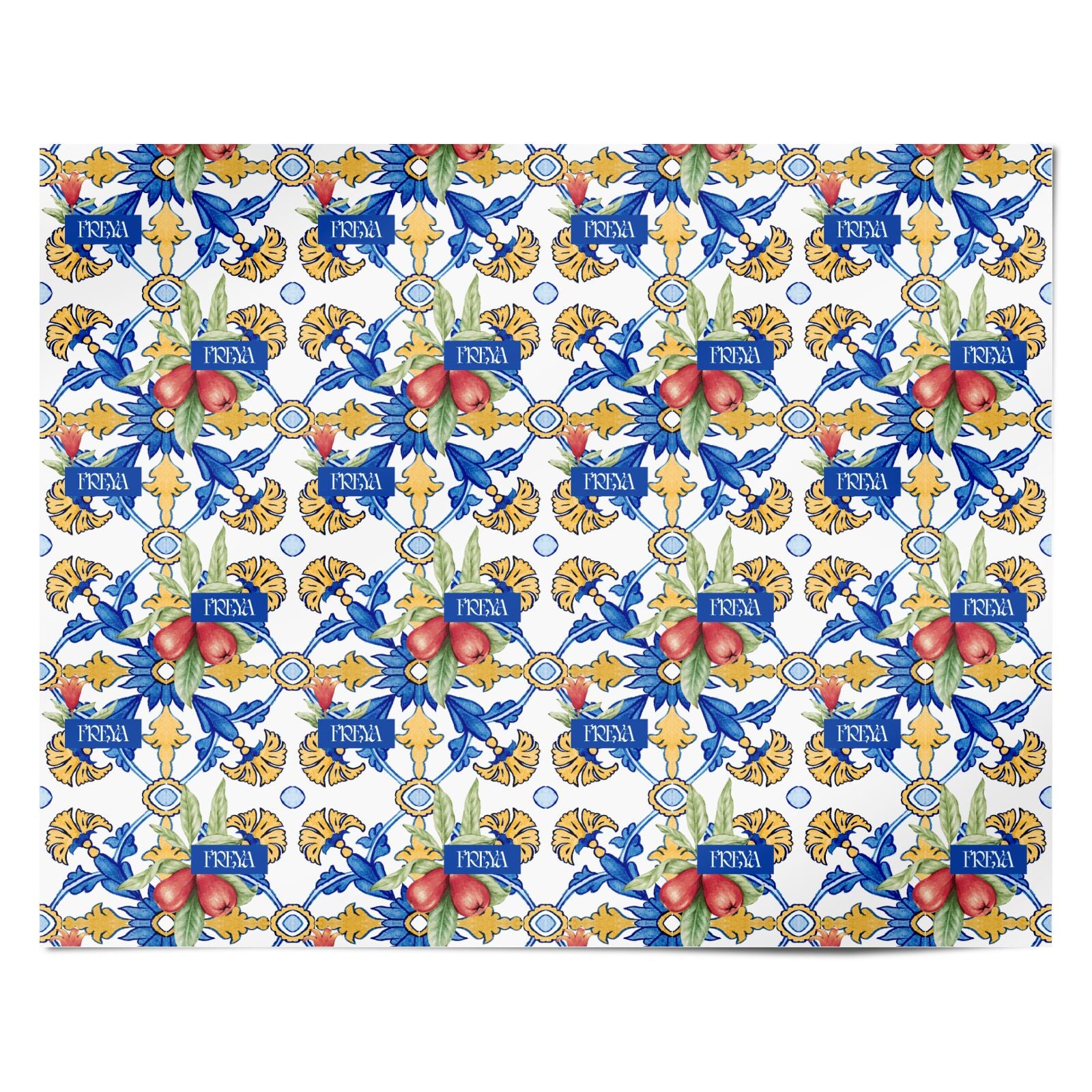 Personalised Mediterranean Fruit and Tiles Personalised Wrapping Paper Alternative