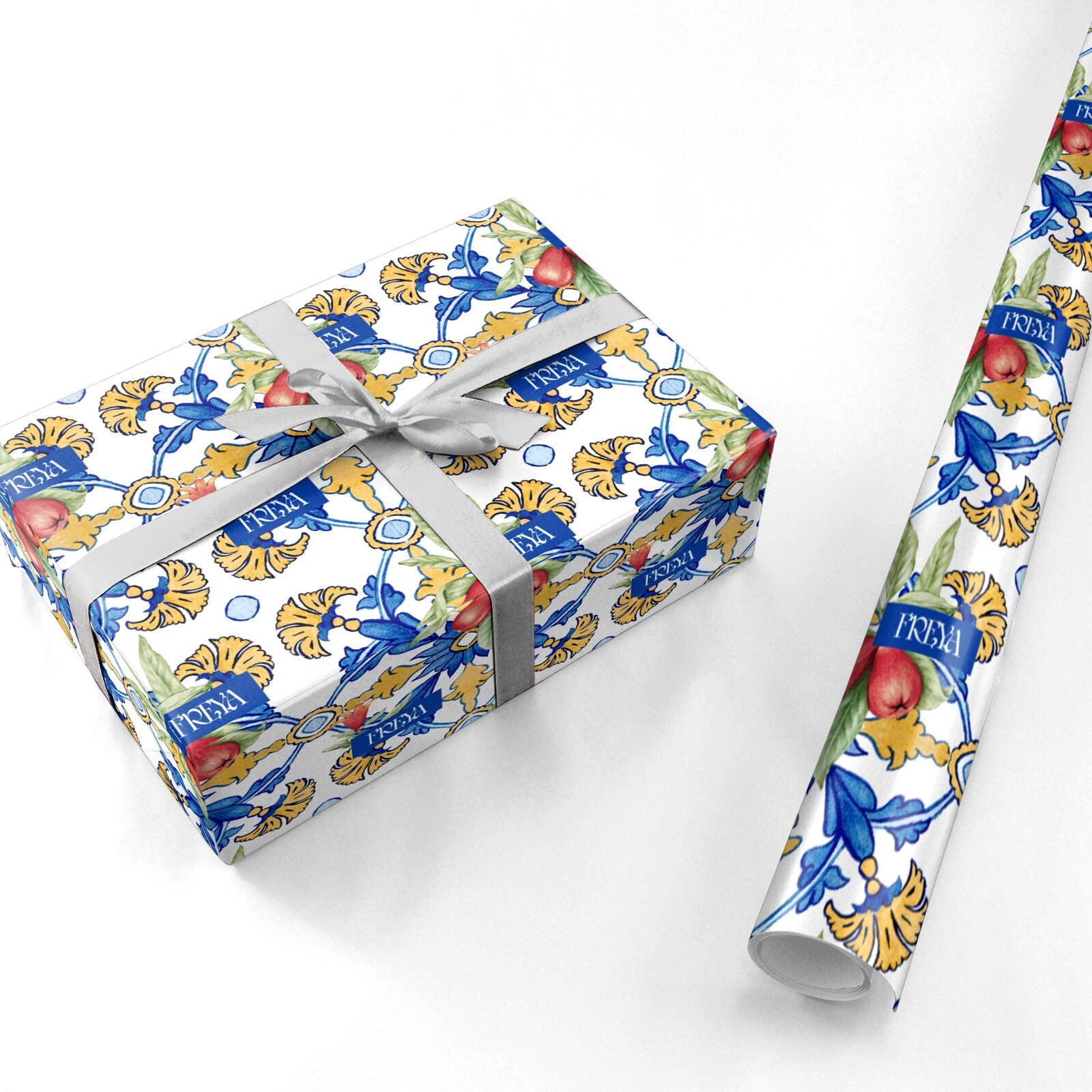 Personalised Mediterranean Fruit and Tiles Personalised Wrapping Paper