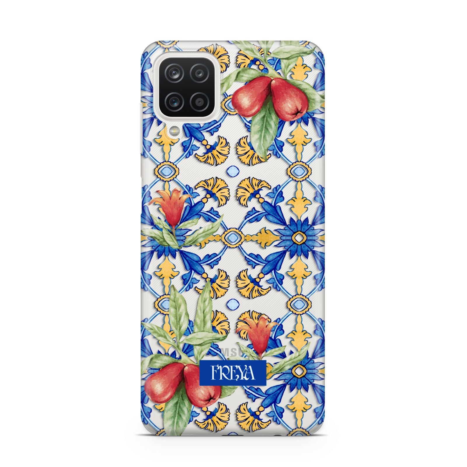 Personalised Mediterranean Fruit and Tiles Samsung A12 Case