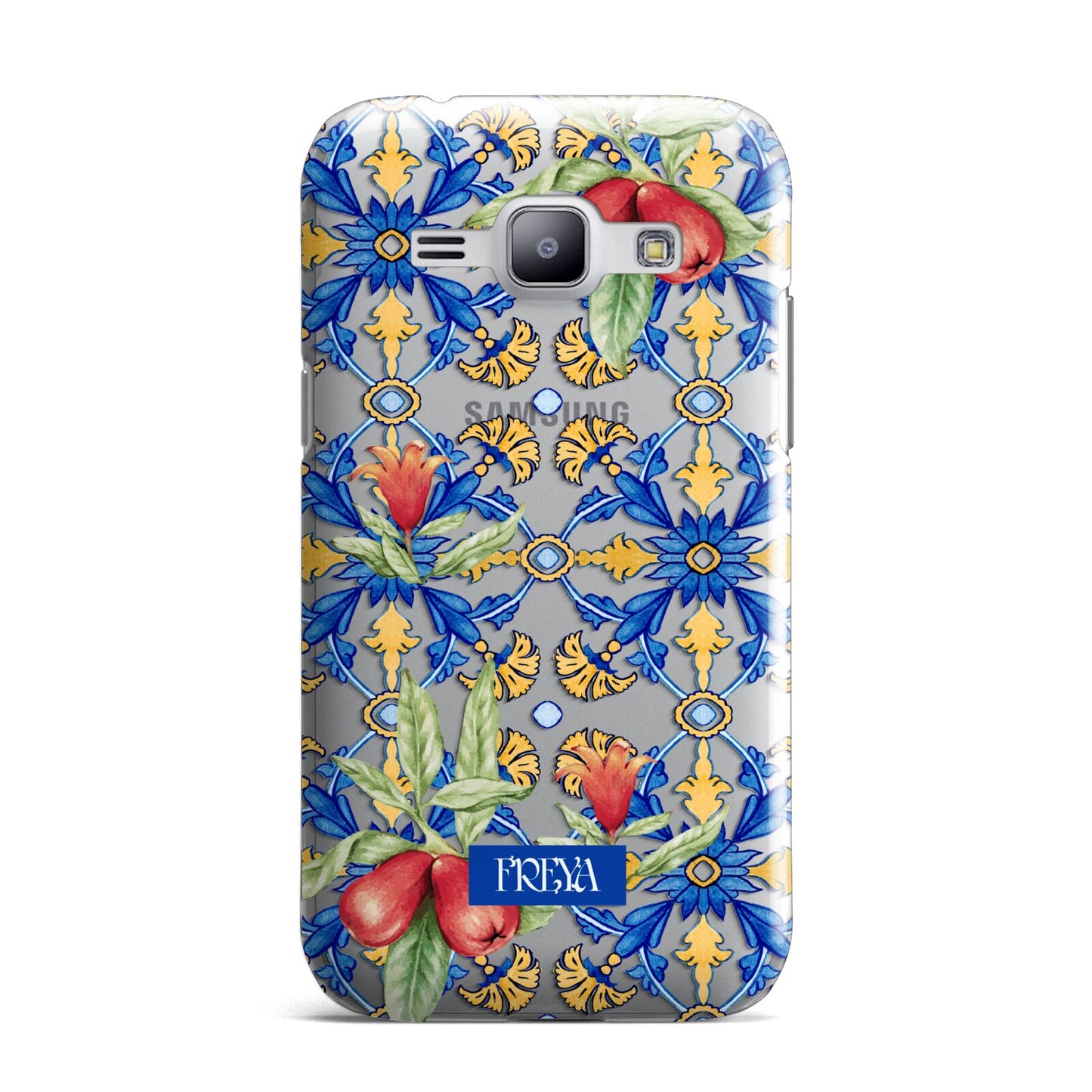 Personalised Mediterranean Fruit and Tiles Samsung Galaxy J1 2015 Case