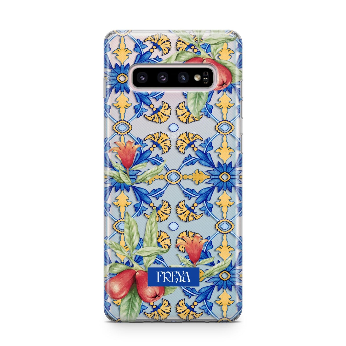 Personalised Mediterranean Fruit and Tiles Samsung Galaxy S10 Plus Case