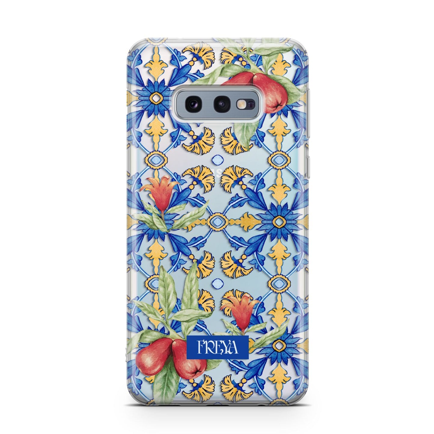 Personalised Mediterranean Fruit and Tiles Samsung Galaxy S10E Case