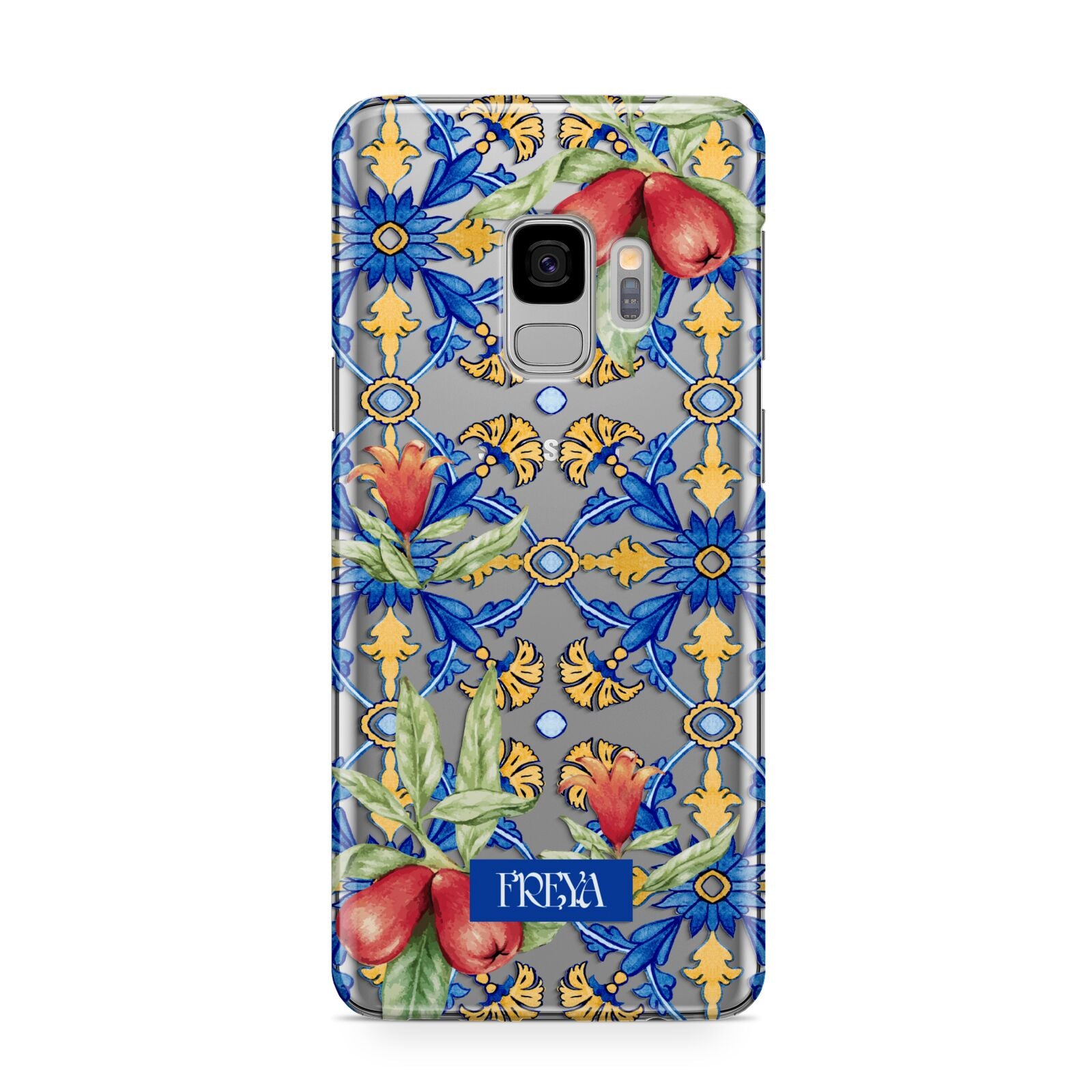 Personalised Mediterranean Fruit and Tiles Samsung Galaxy S9 Case