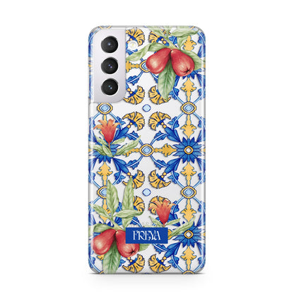 Personalised Mediterranean Fruit and Tiles Samsung S21 Case