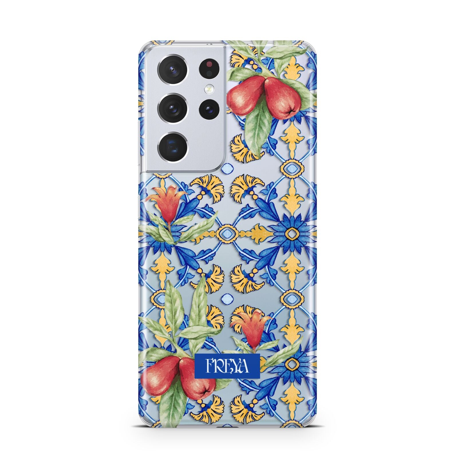 Personalised Mediterranean Fruit and Tiles Samsung S21 Ultra Case