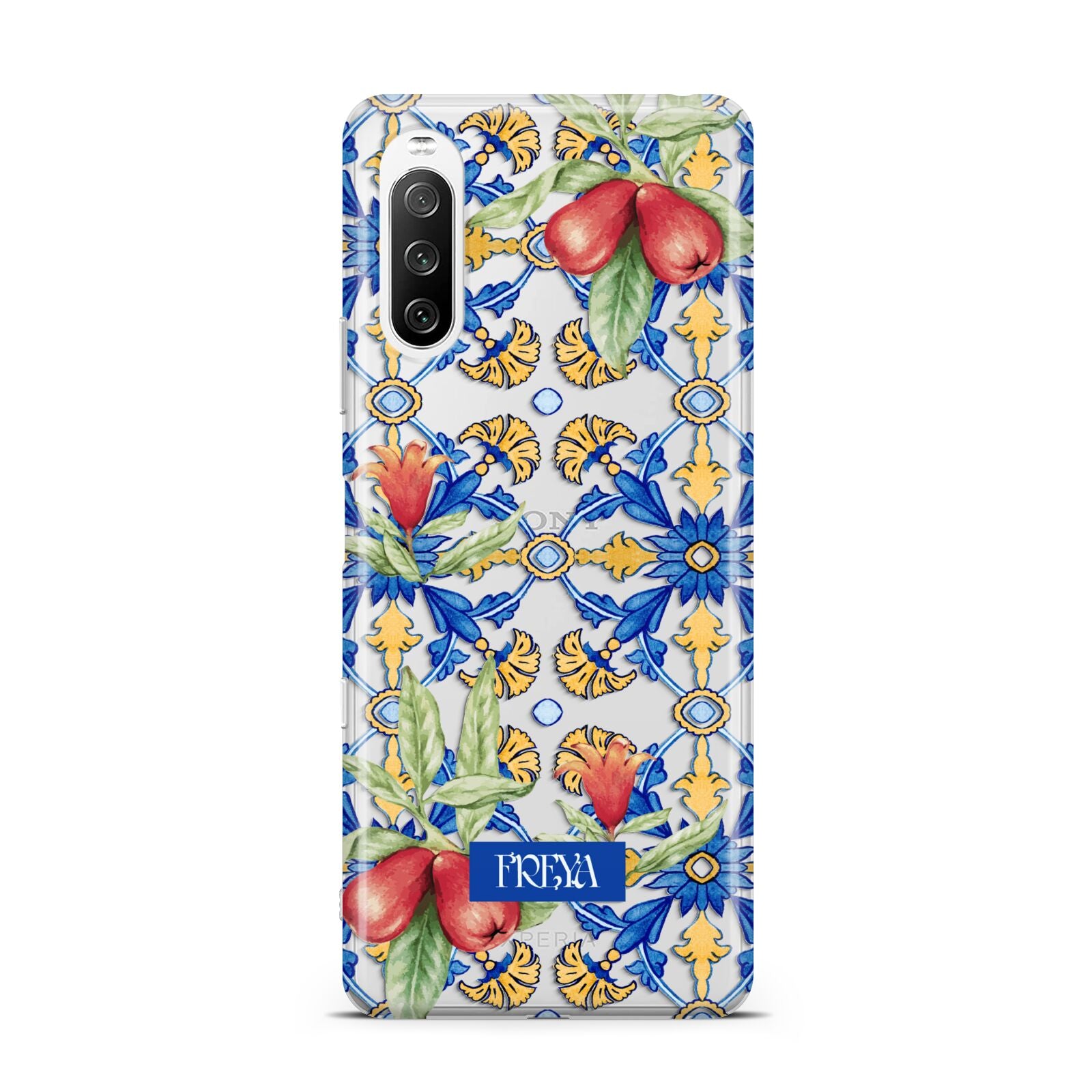 Personalised Mediterranean Fruit and Tiles Sony Xperia 10 III Case