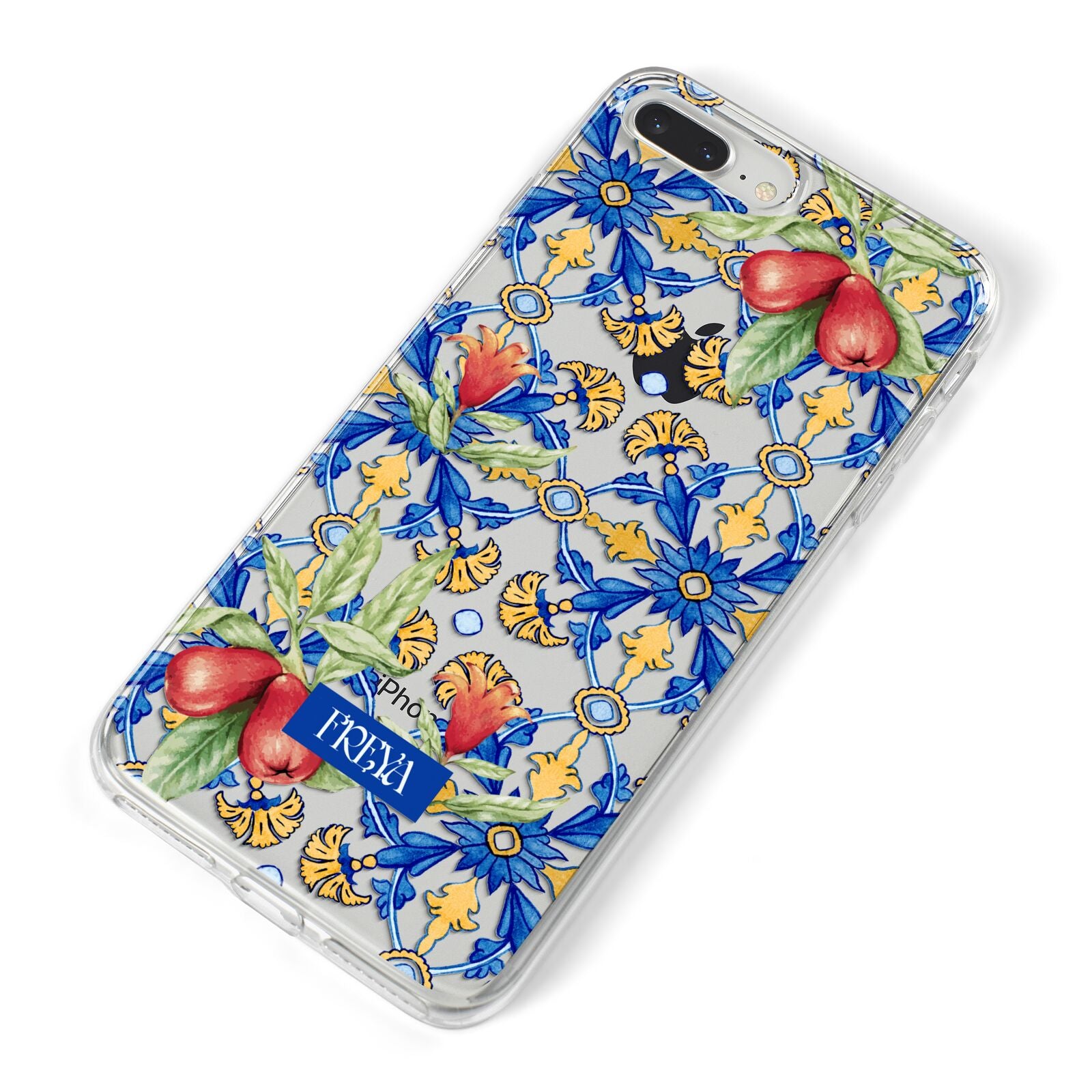 Personalised Mediterranean Fruit and Tiles iPhone 8 Plus Bumper Case on Silver iPhone Alternative Image