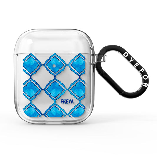 Personalised Mediterranean Tiles AirPods Clear Case