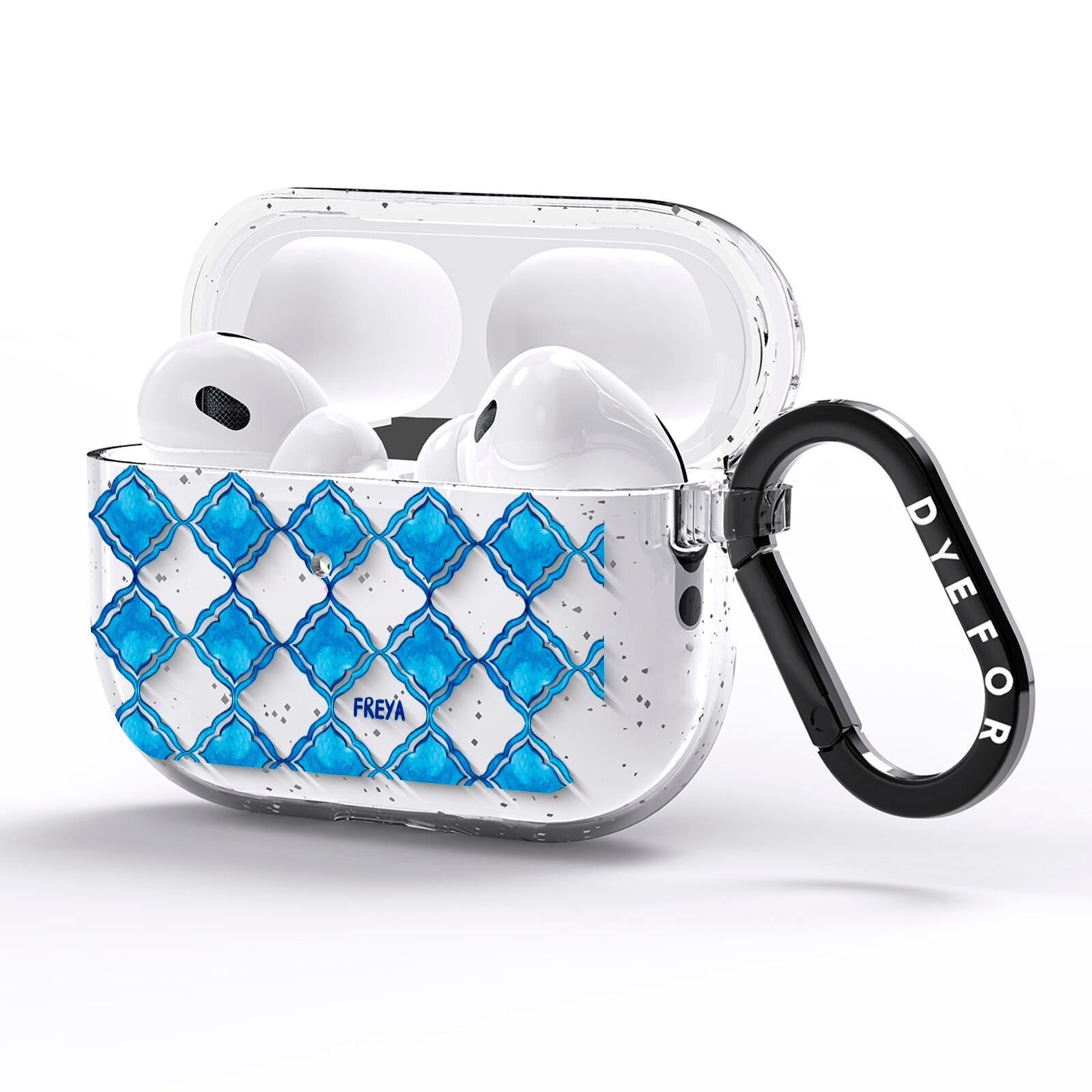 Personalised Mediterranean Tiles AirPods Pro Glitter Case Side Image