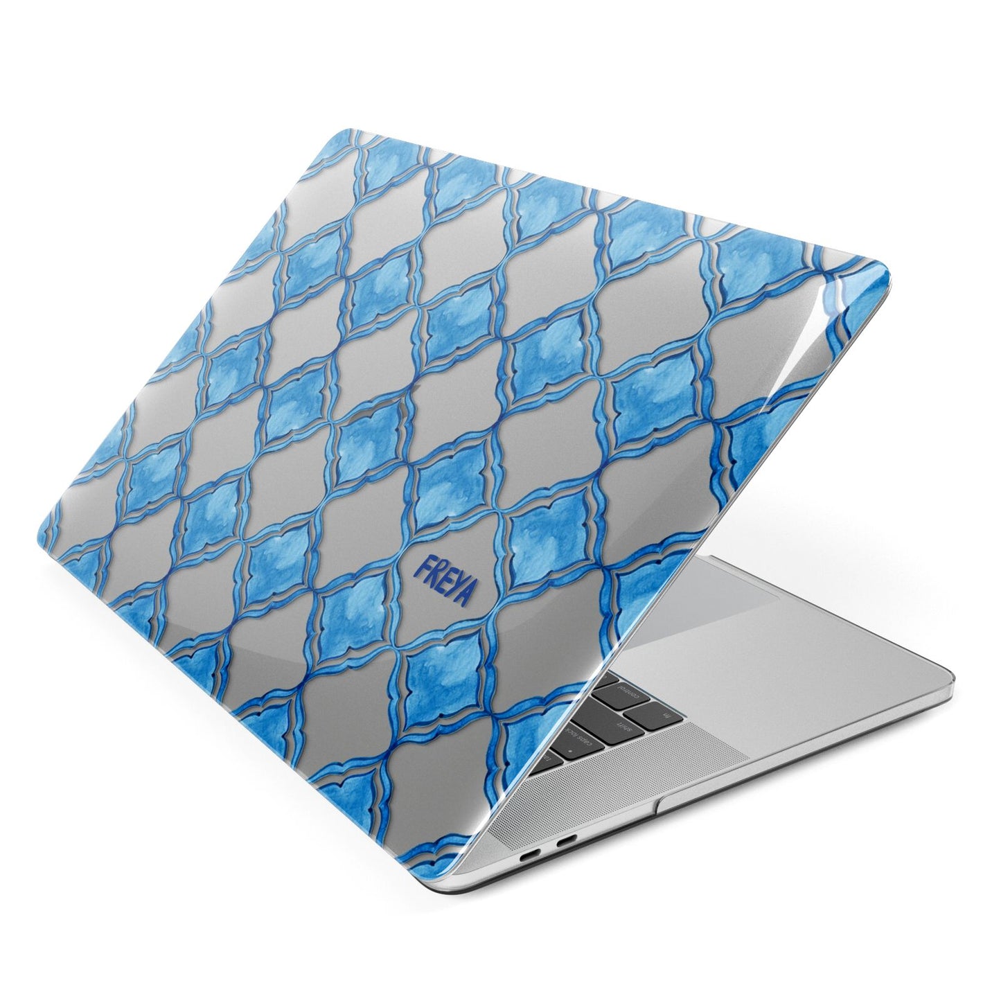 Personalised Mediterranean Tiles Apple MacBook Case Side View