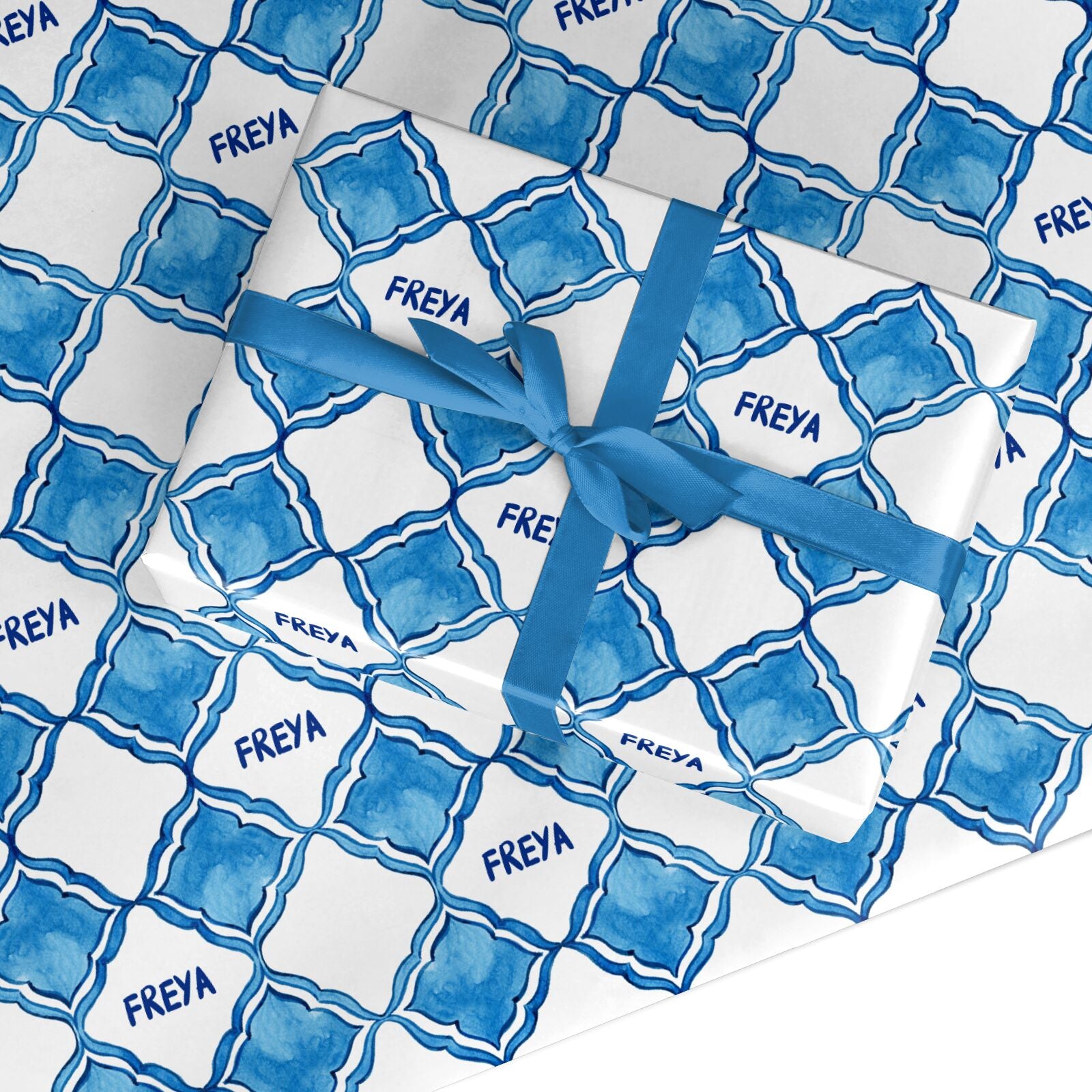 Personalised Mediterranean Tiles Custom Wrapping Paper