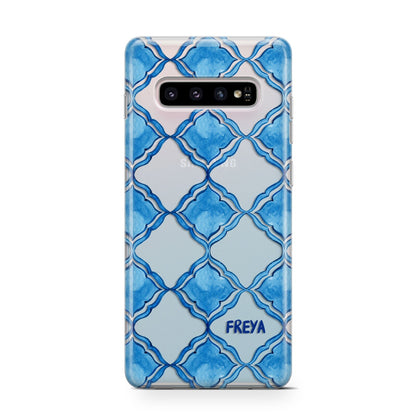 Personalised Mediterranean Tiles Samsung Galaxy S10 Case