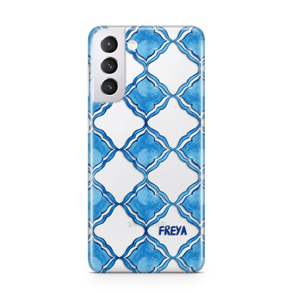 Personalised Mediterranean Tiles Samsung S21 Case