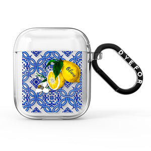 Personalised Mediterranean Tiles and Lemons AirPods Case