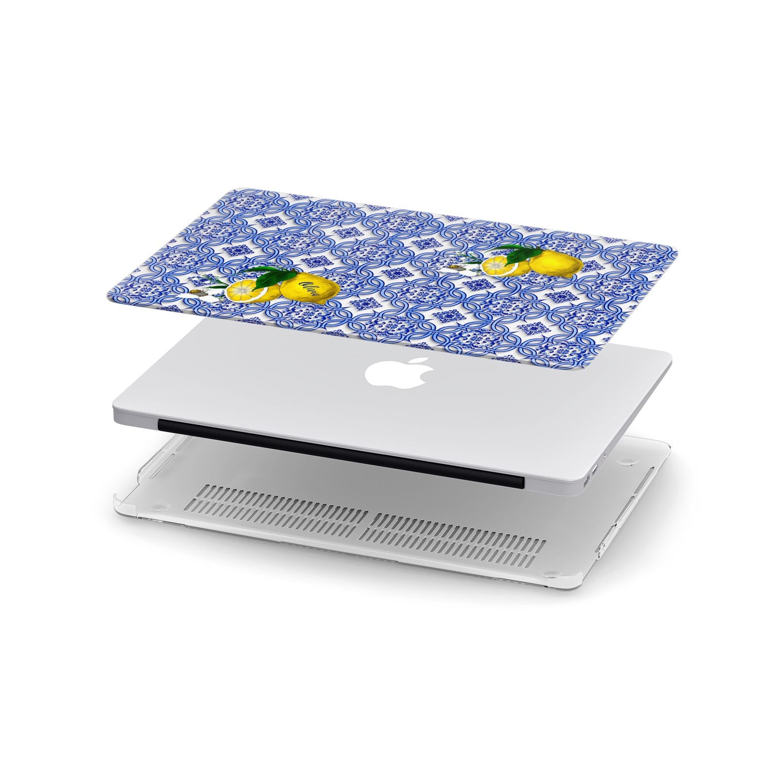 Personalised Mediterranean Tiles and Lemons Apple MacBook Case in Detail