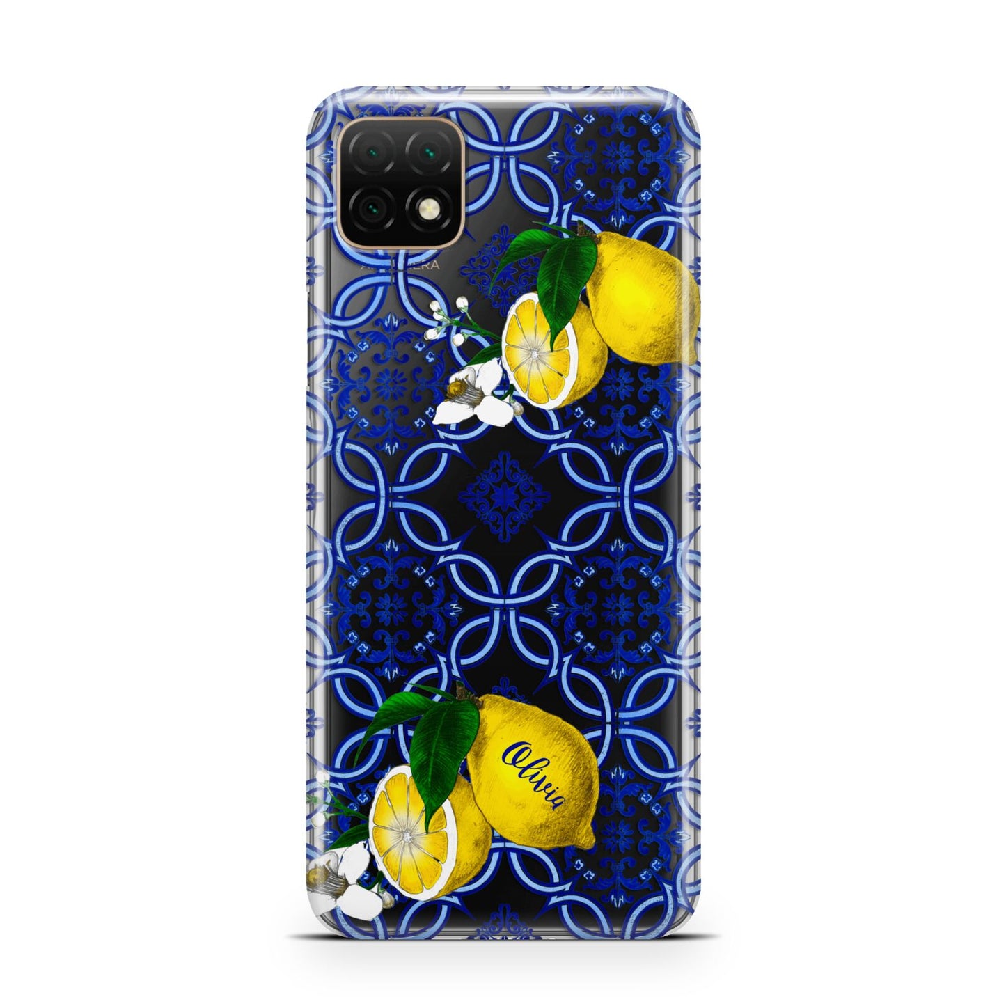 Personalised Mediterranean Tiles and Lemons Huawei Enjoy 20 Phone Case