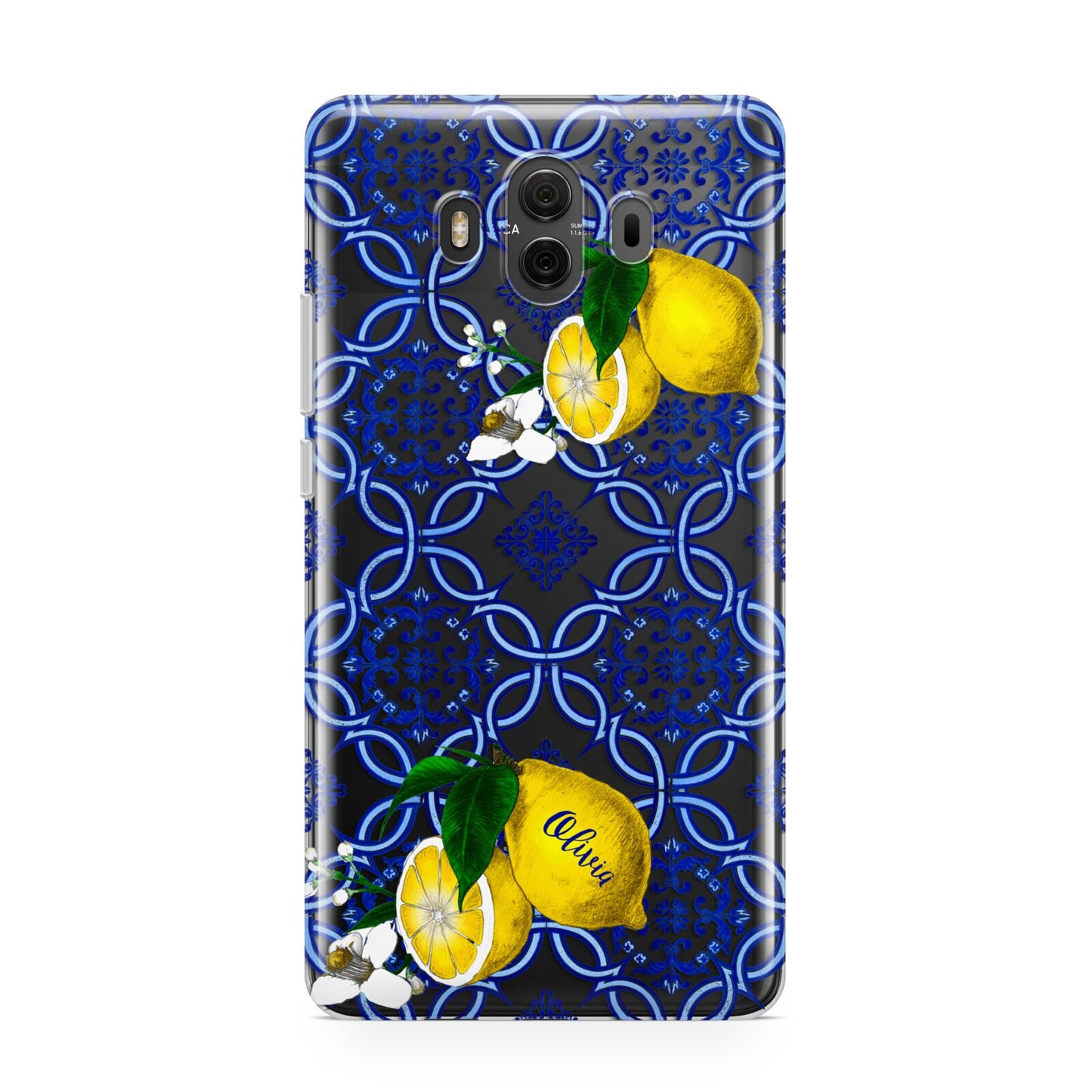 Personalised Mediterranean Tiles and Lemons Huawei Mate 10 Protective Phone Case