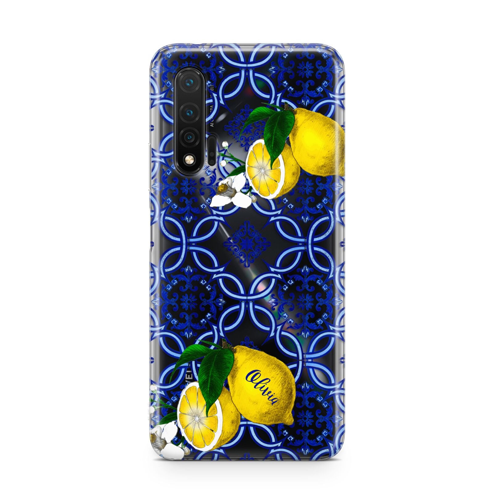 Personalised Mediterranean Tiles and Lemons Huawei Nova 6 Phone Case