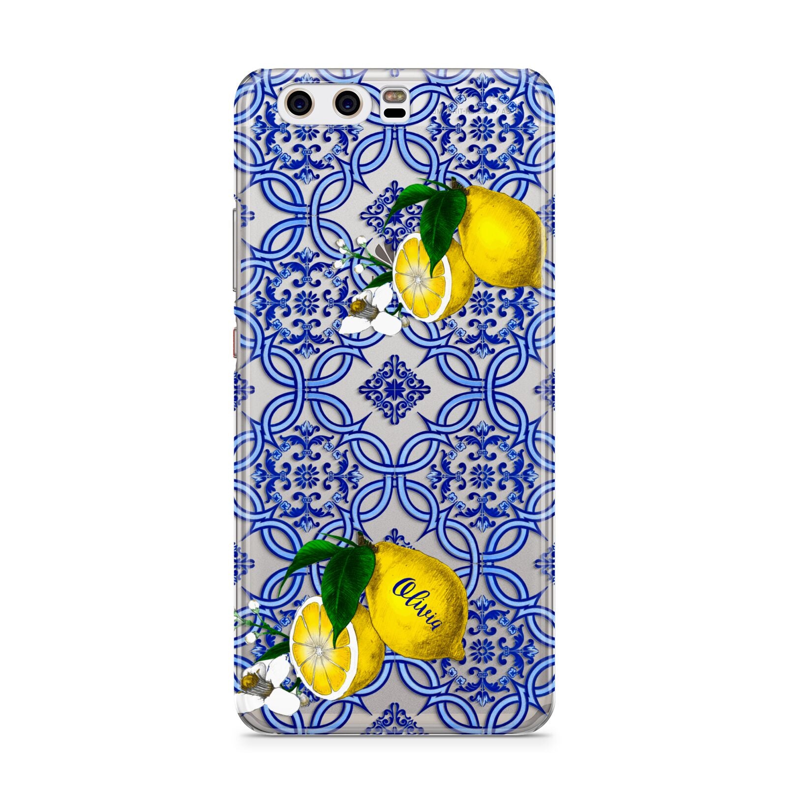 Personalised Mediterranean Tiles and Lemons Huawei P10 Phone Case