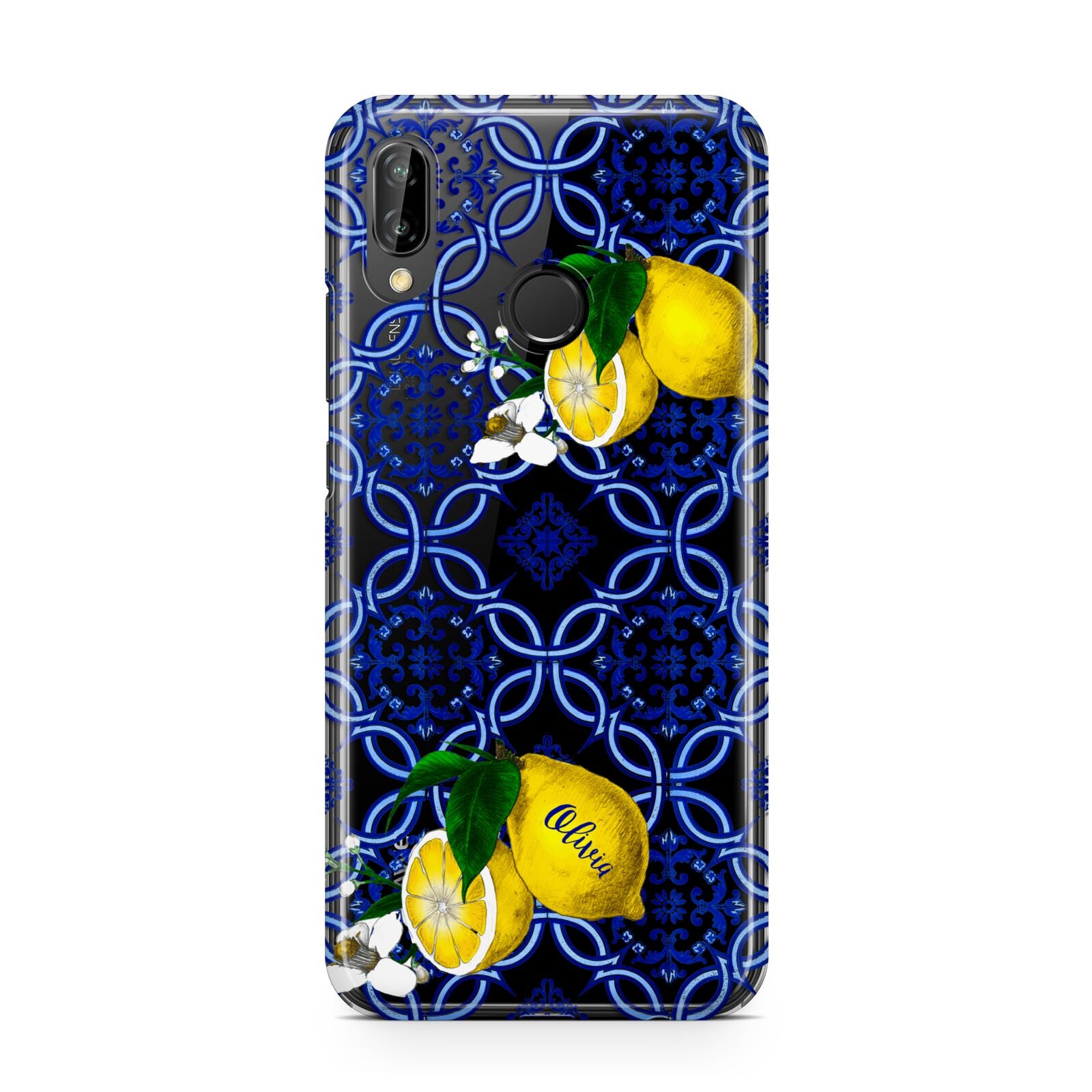 Personalised Mediterranean Tiles and Lemons Huawei P20 Lite Phone Case