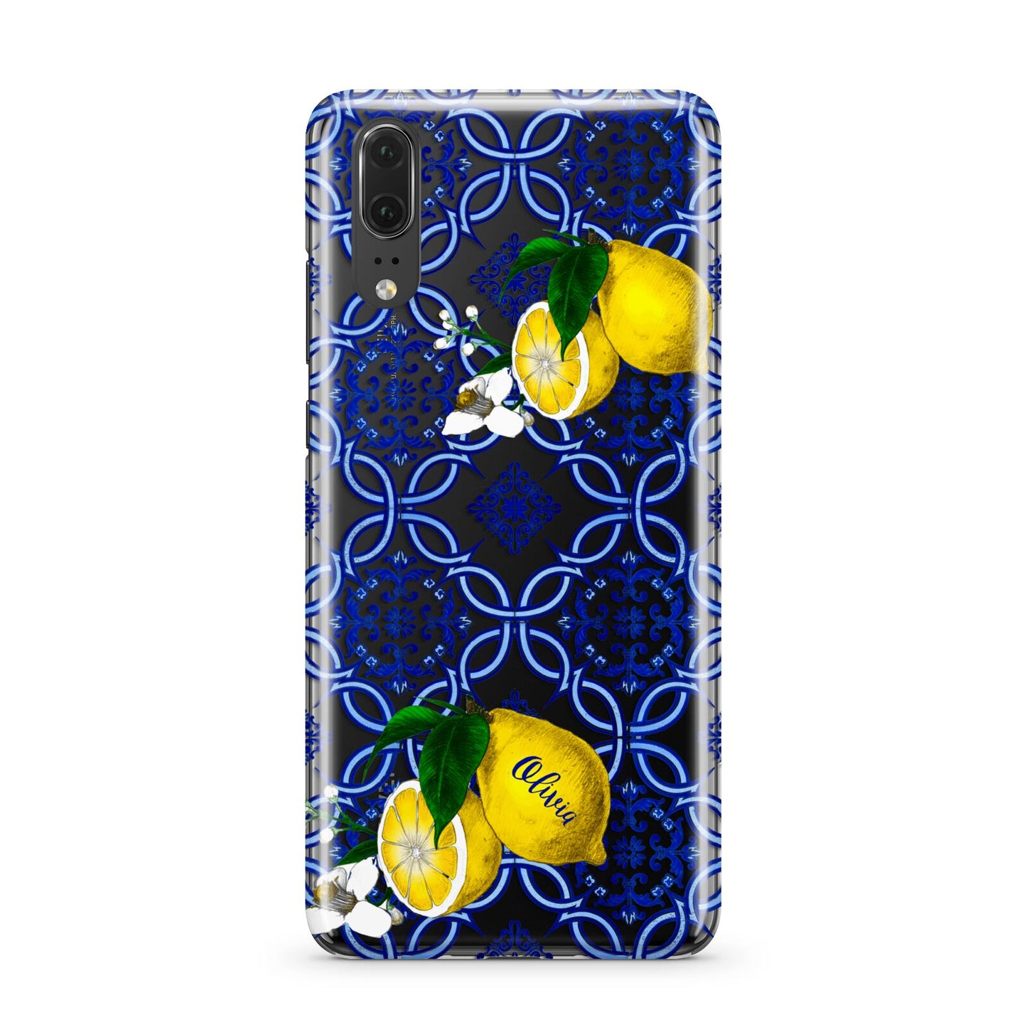 Personalised Mediterranean Tiles and Lemons Huawei P20 Phone Case