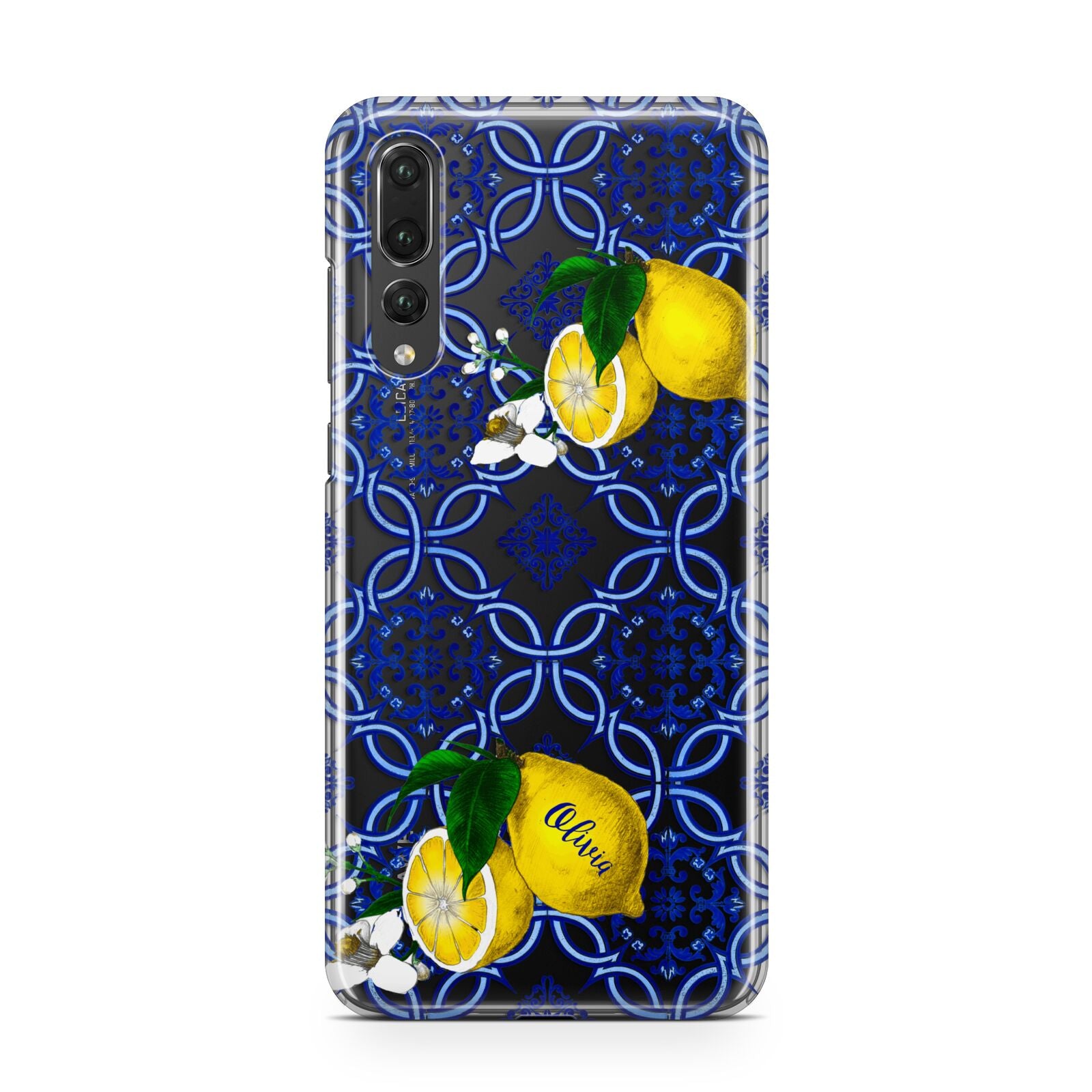 Personalised Mediterranean Tiles and Lemons Huawei P20 Pro Phone Case