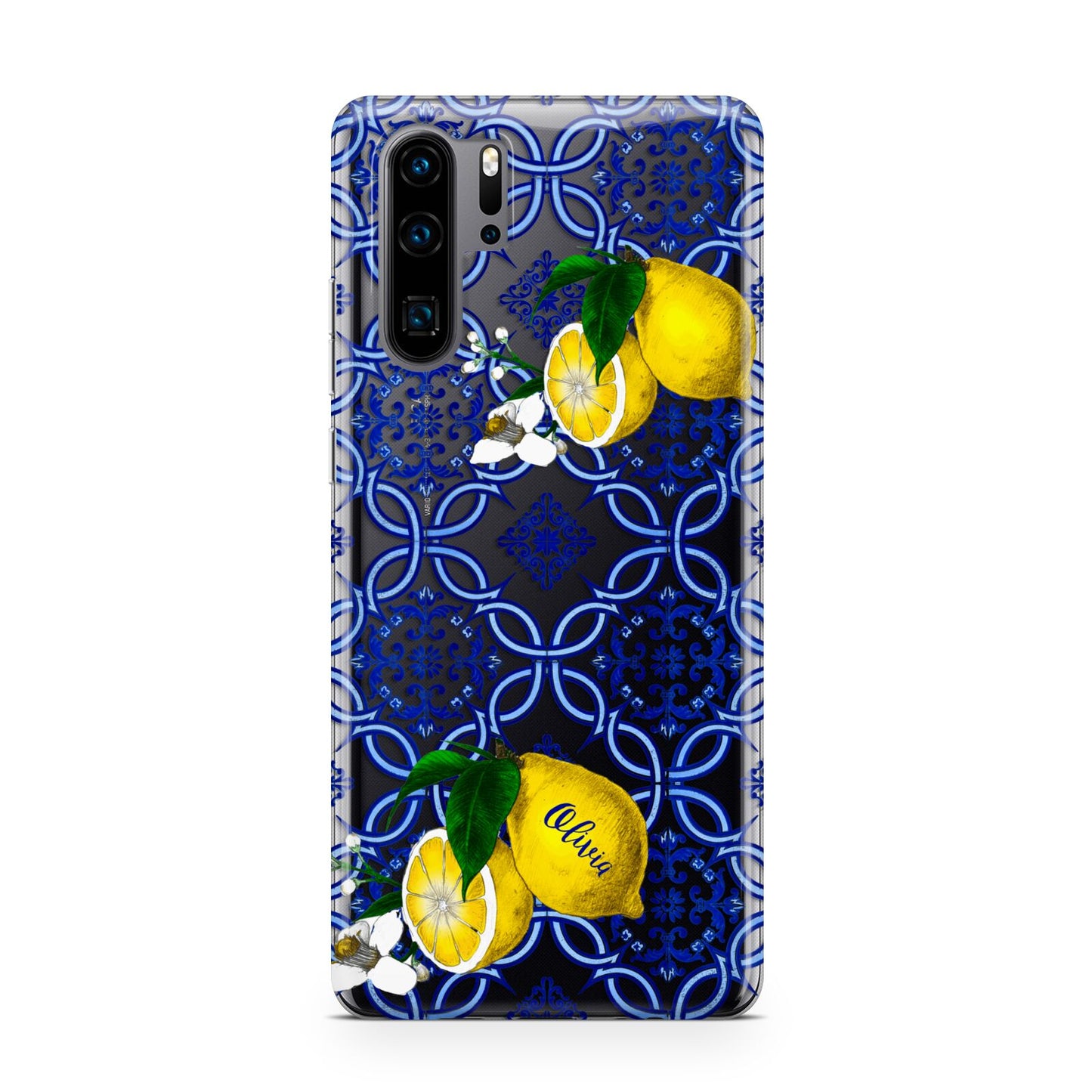 Personalised Mediterranean Tiles and Lemons Huawei P30 Pro Phone Case