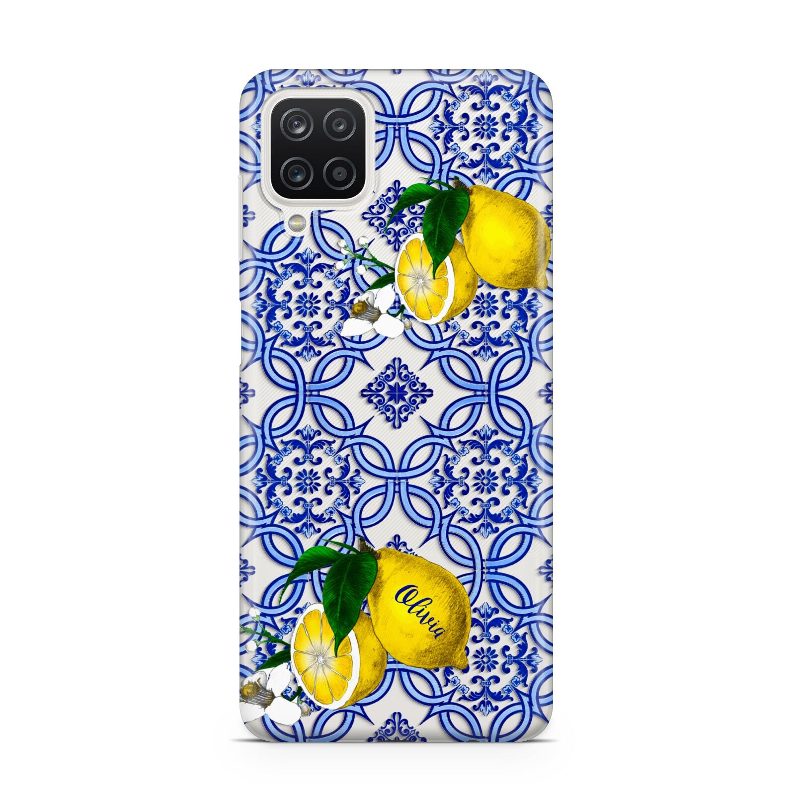 Personalised Mediterranean Tiles and Lemons Samsung A12 Case