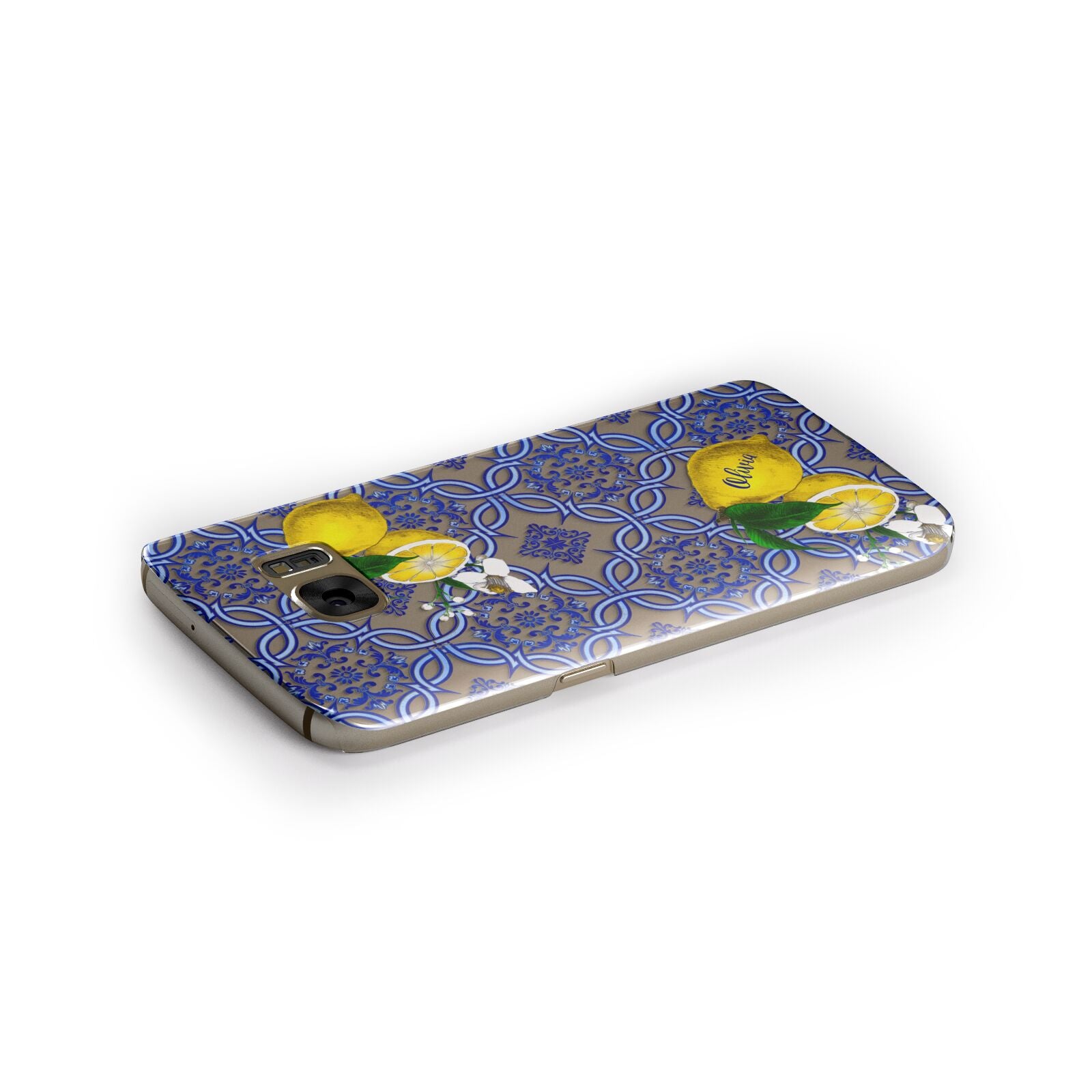 Personalised Mediterranean Tiles and Lemons Samsung Galaxy Case Side Close Up