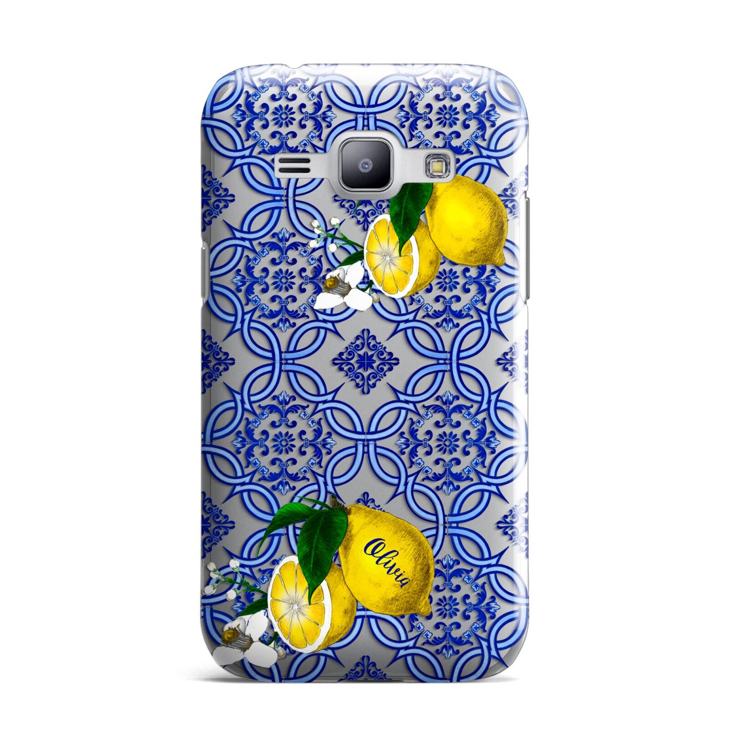 Personalised Mediterranean Tiles and Lemons Samsung Galaxy J1 2015 Case