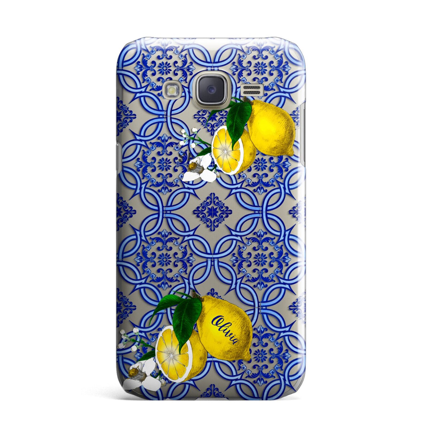 Personalised Mediterranean Tiles and Lemons Samsung Galaxy J7 Case