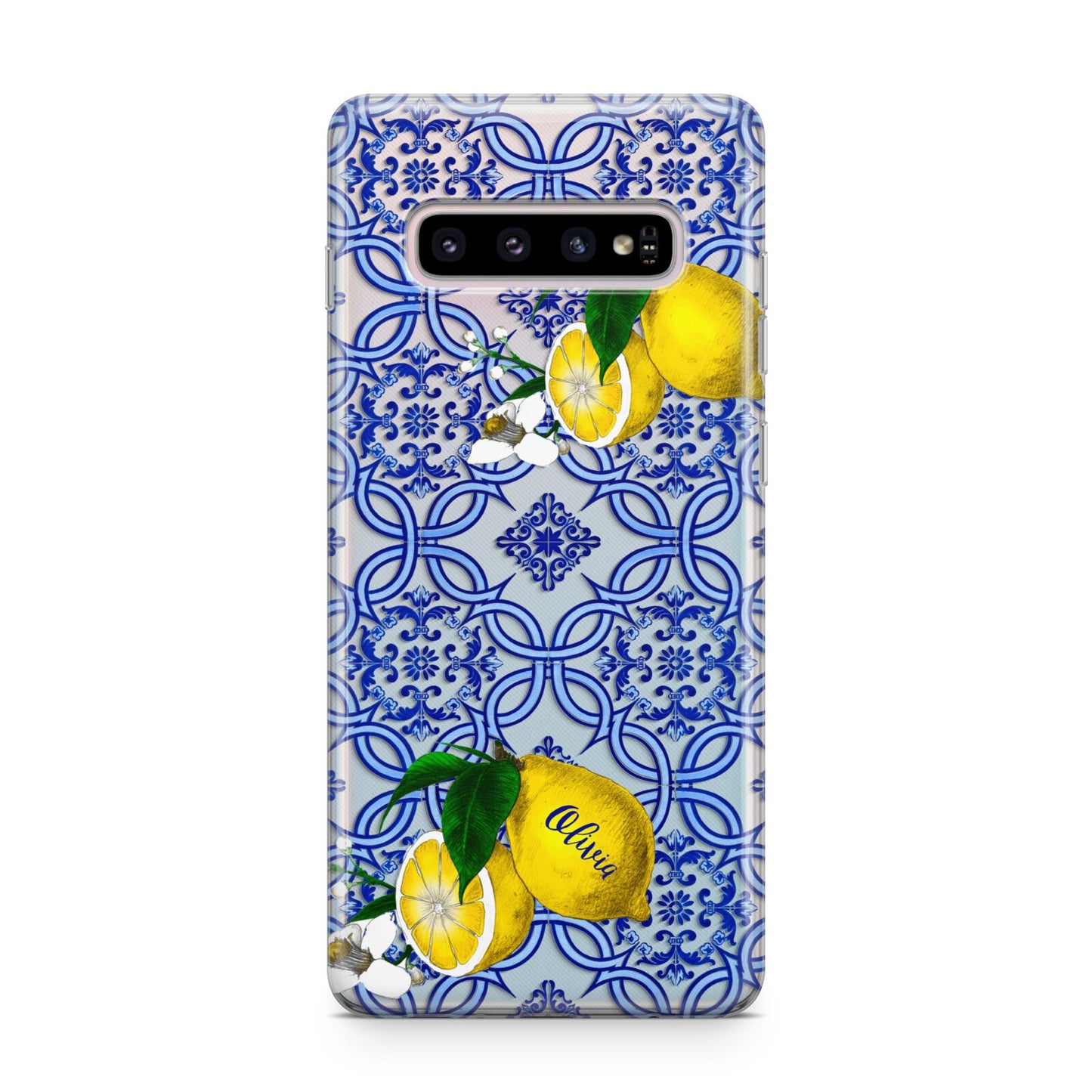 Personalised Mediterranean Tiles and Lemons Samsung Galaxy S10 Plus Case