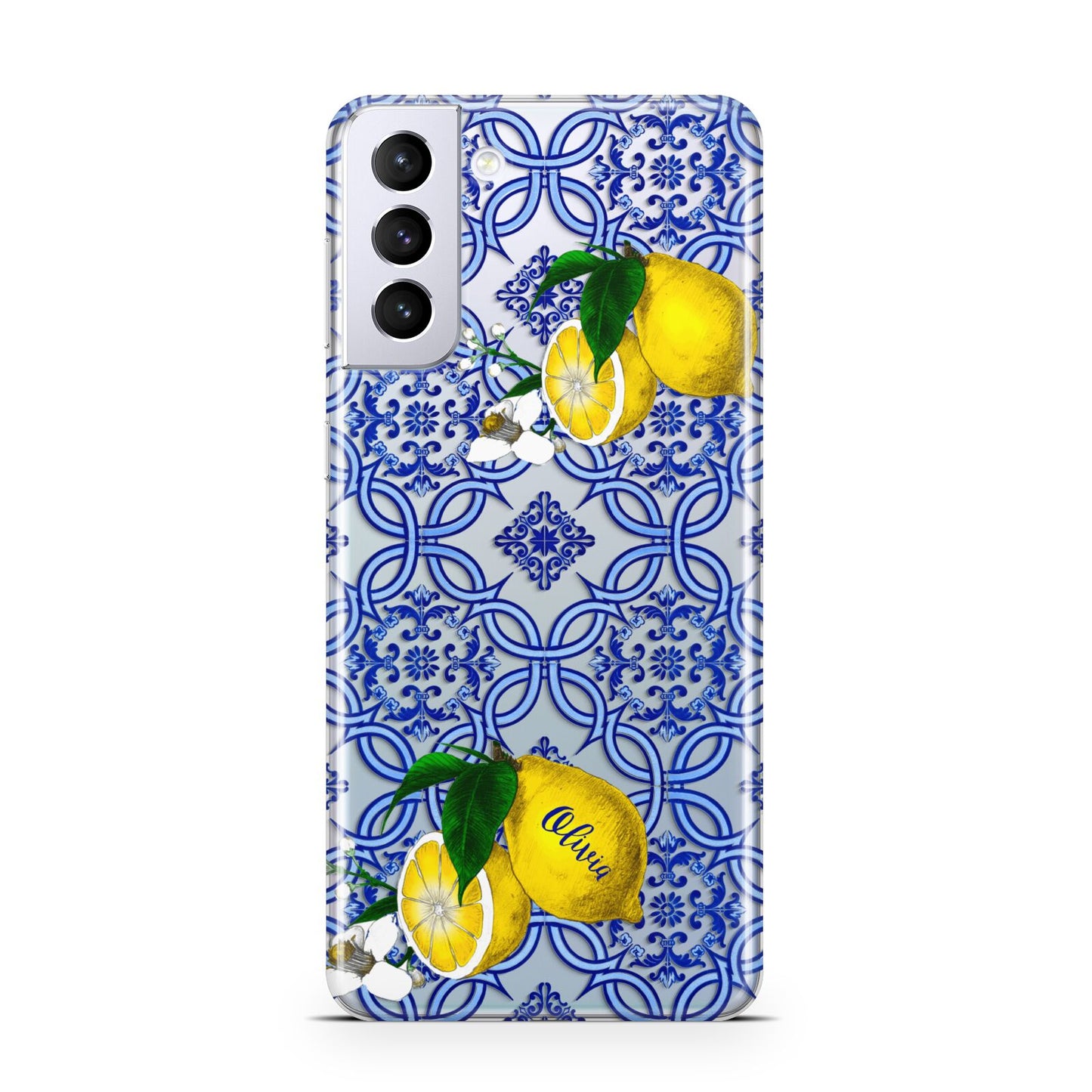 Personalised Mediterranean Tiles and Lemons Samsung S21 Plus Case