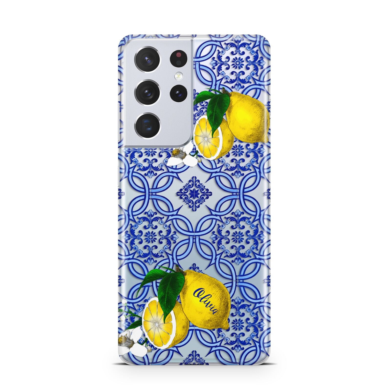 Personalised Mediterranean Tiles and Lemons Samsung S21 Ultra Case