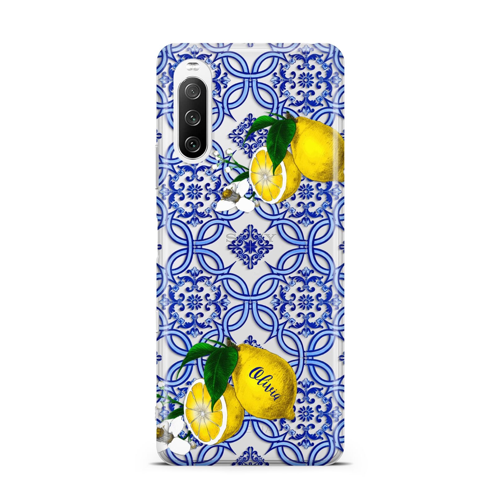 Personalised Mediterranean Tiles and Lemons Sony Xperia 10 III Case