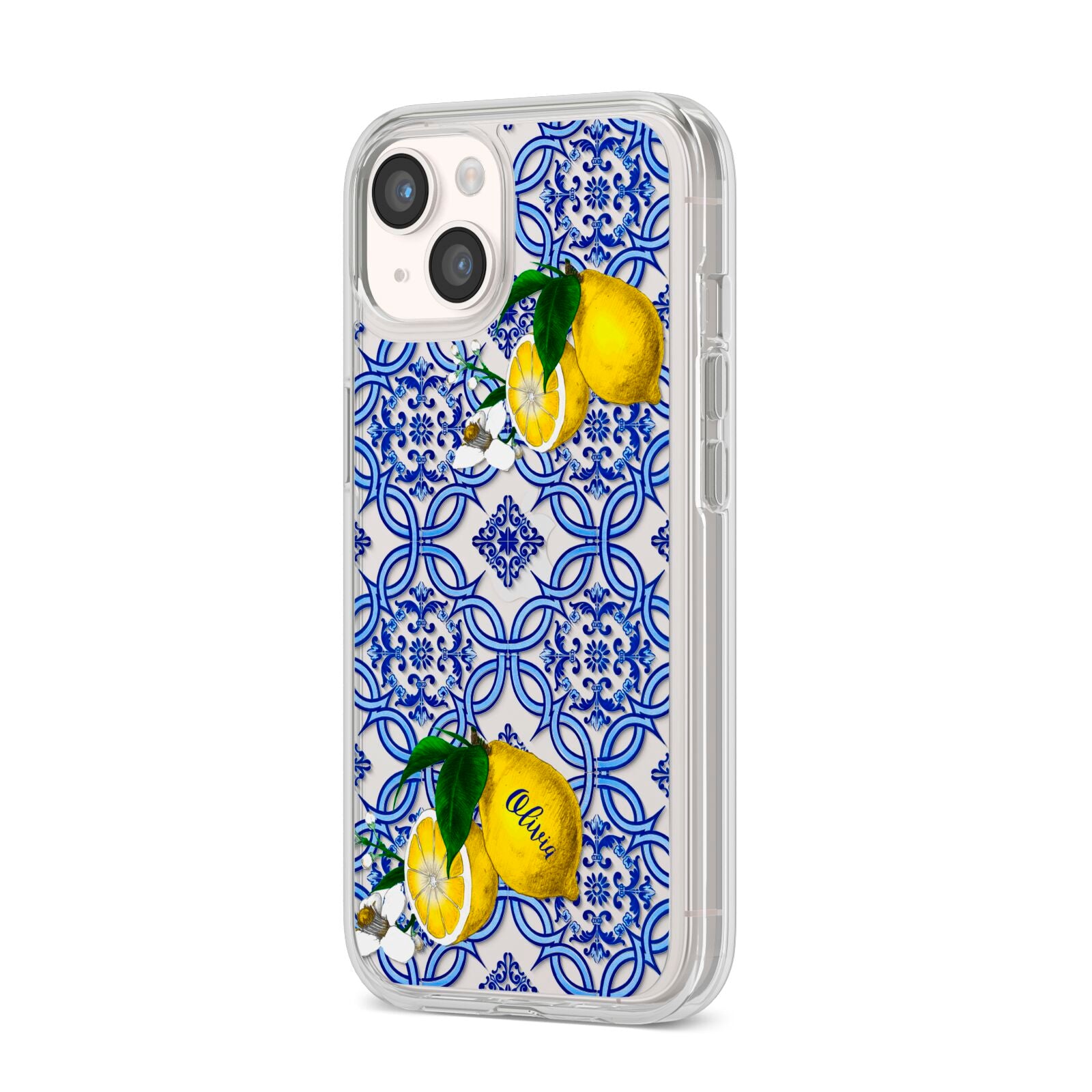 Personalised Mediterranean Tiles and Lemons iPhone Case Dyefor