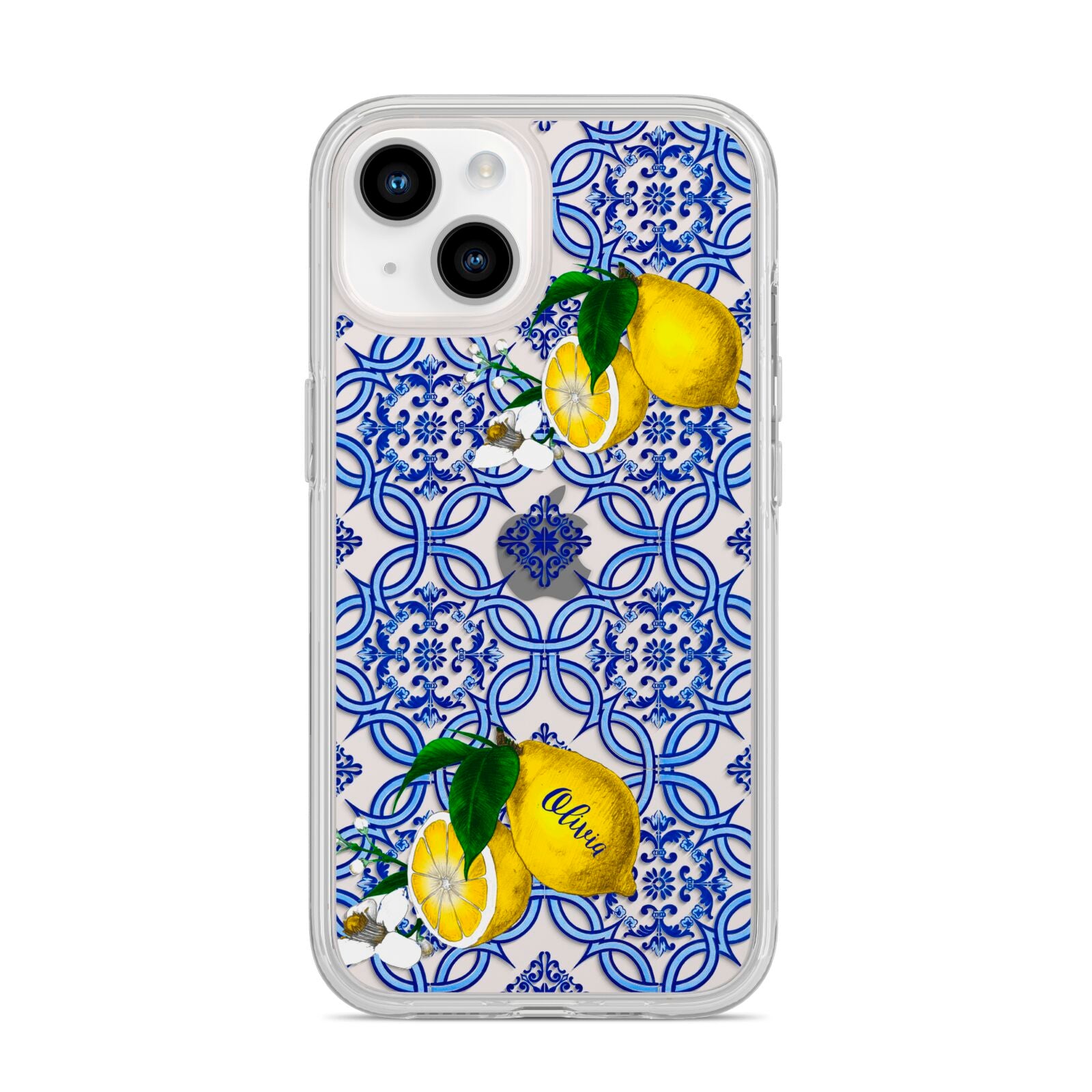 Personalised Mediterranean Tiles and Lemons iPhone Case Dyefor