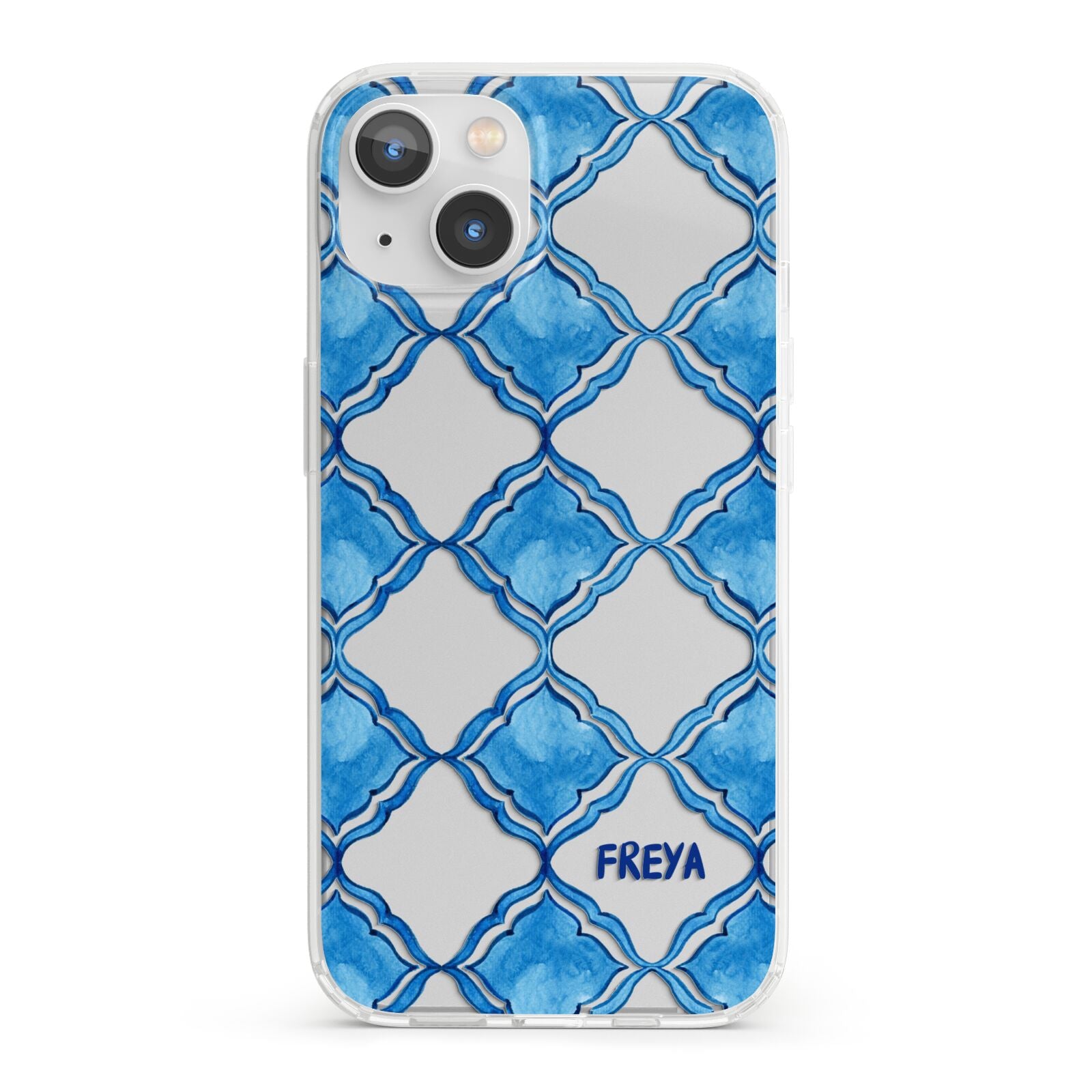 Personalised Mediterranean Tiles iPhone 13 Clear Bumper Case