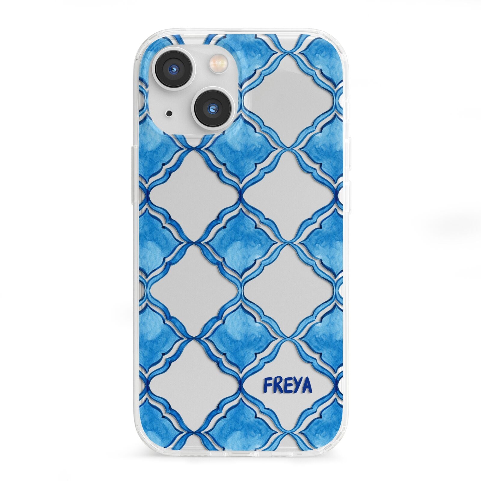 Personalised Mediterranean Tiles iPhone 13 Mini Clear Bumper Case