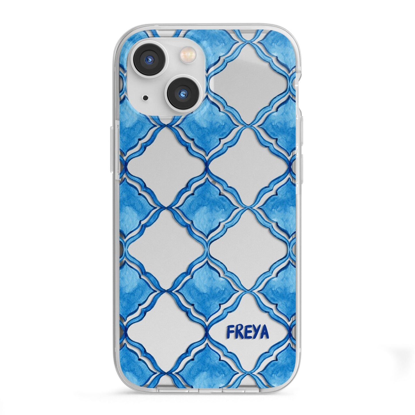 Personalised Mediterranean Tiles iPhone 13 Mini TPU Impact Case with White Edges