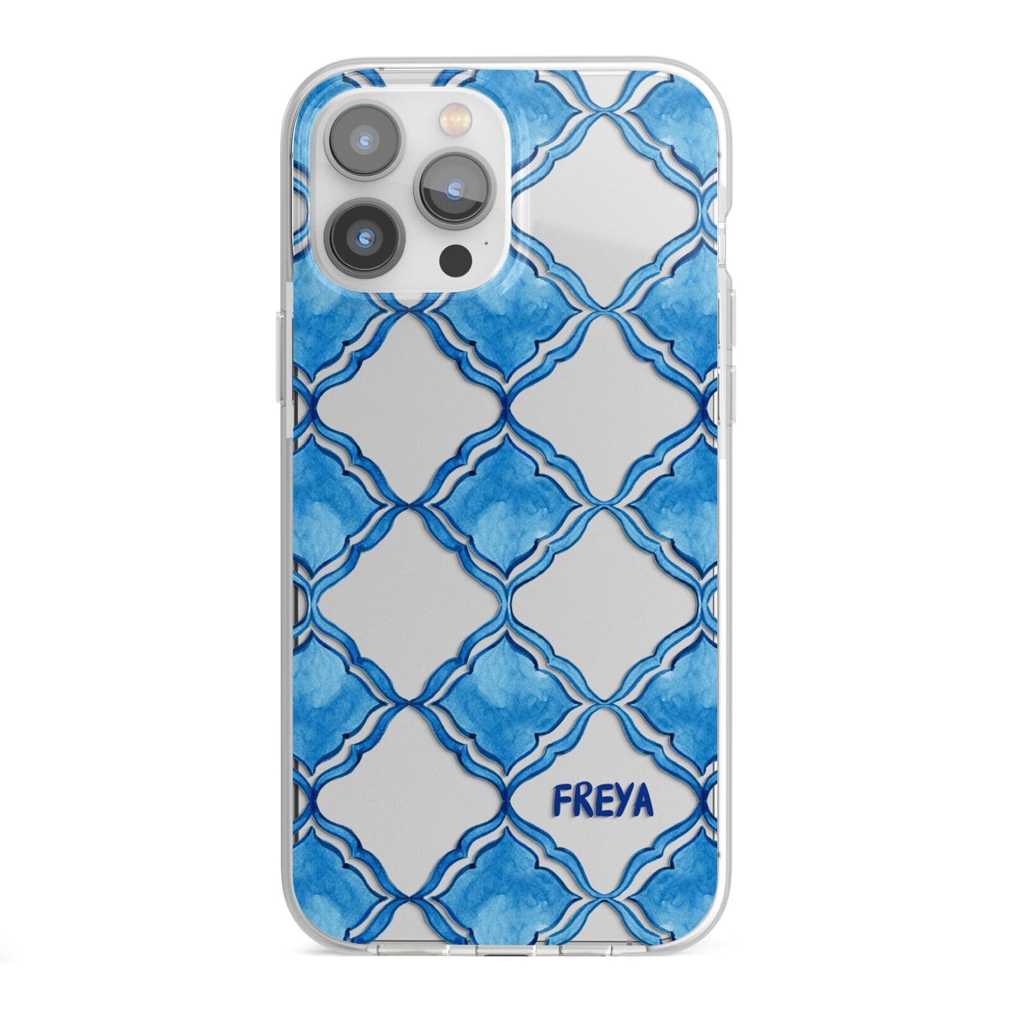 Personalised Mediterranean Tiles iPhone 13 Pro Max TPU Impact Case with White Edges