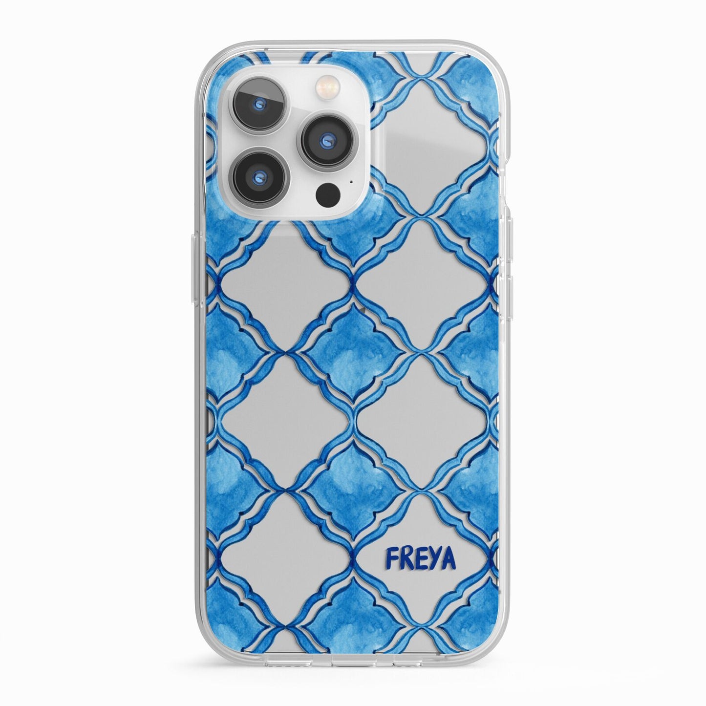 Personalised Mediterranean Tiles iPhone 13 Pro TPU Impact Case with White Edges