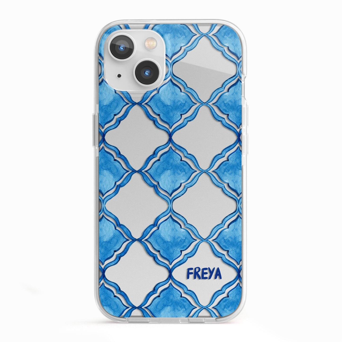 Personalised Mediterranean Tiles iPhone 13 TPU Impact Case with White Edges