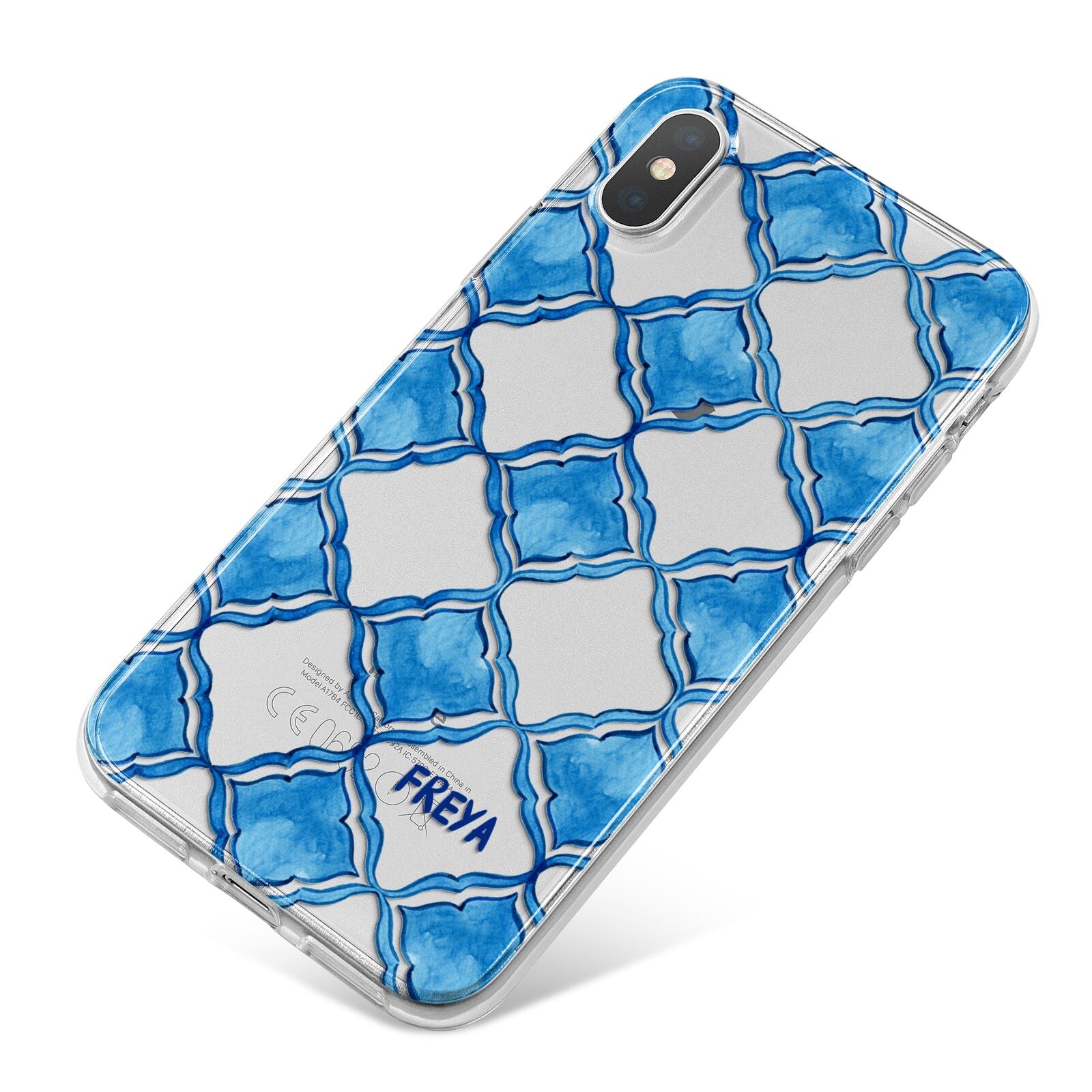 Personalised Mediterranean Tiles iPhone X Bumper Case on Silver iPhone