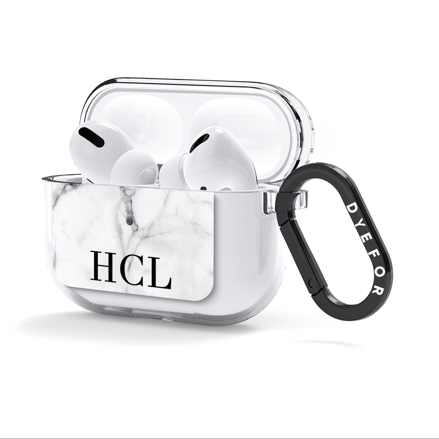 Personalised Medium Marble Initials AirPods Clear Case 3rd Gen Side Image