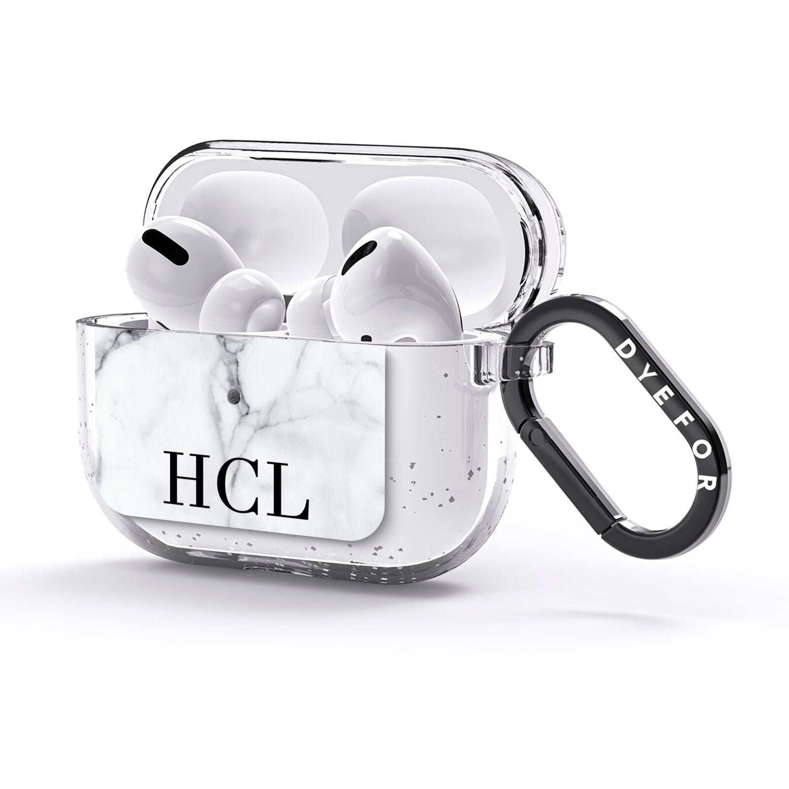 Personalised Medium Marble Initials AirPods Glitter Case 3rd Gen Side Image