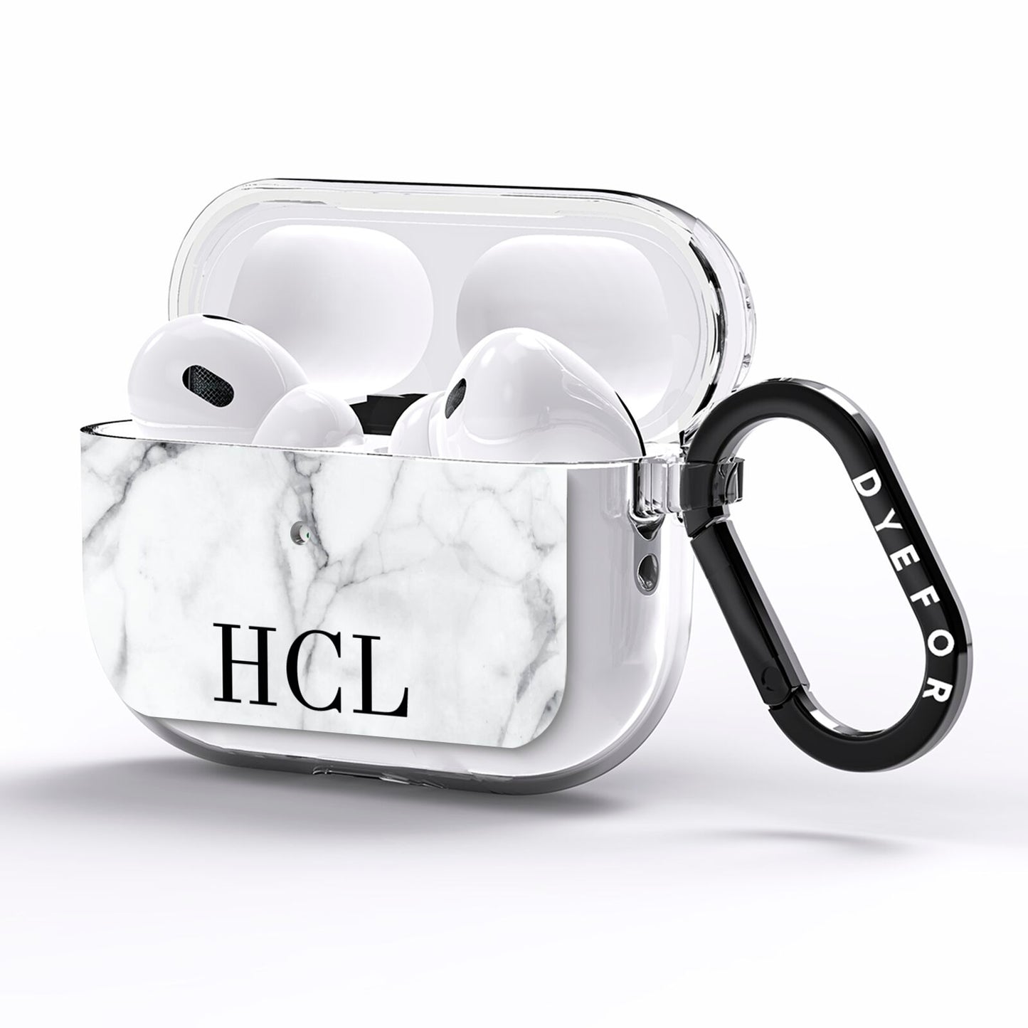 Personalised Medium Marble Initials AirPods Pro Clear Case Side Image