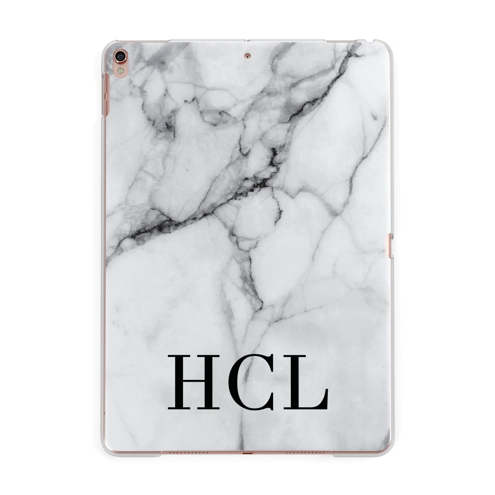 Personalised Medium Marble Initials Apple iPad Rose Gold Case