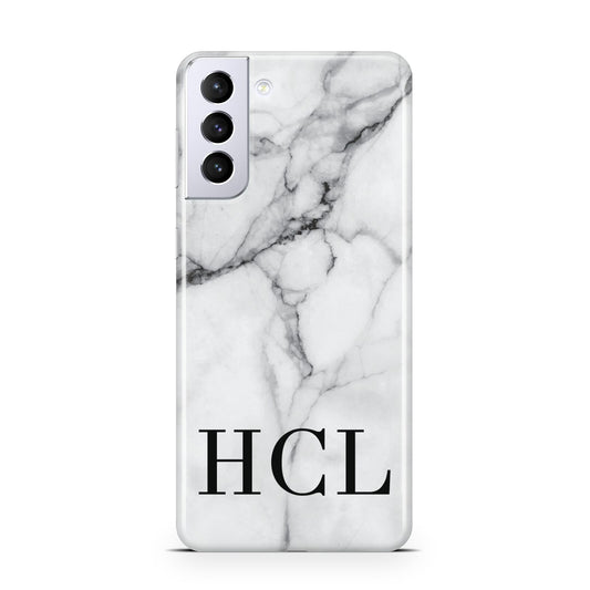 Personalised Medium Marble Initials Samsung S21 Plus Phone Case