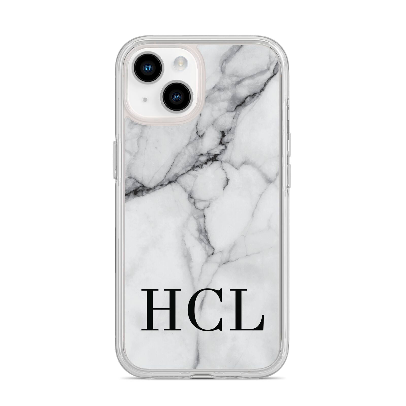 Personalised Medium Marble Initials iPhone 14 Clear Tough Case Starlight